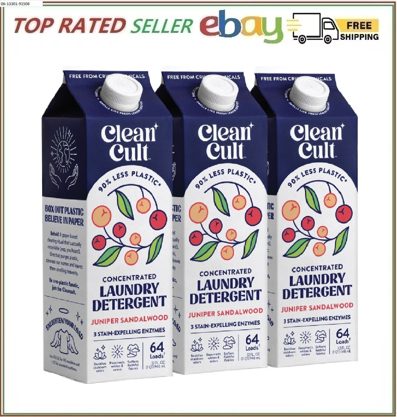 Cleancult Liquid Laundry Detergent, Juniper Sandalwood, Total 192 Loads 96 fl oz