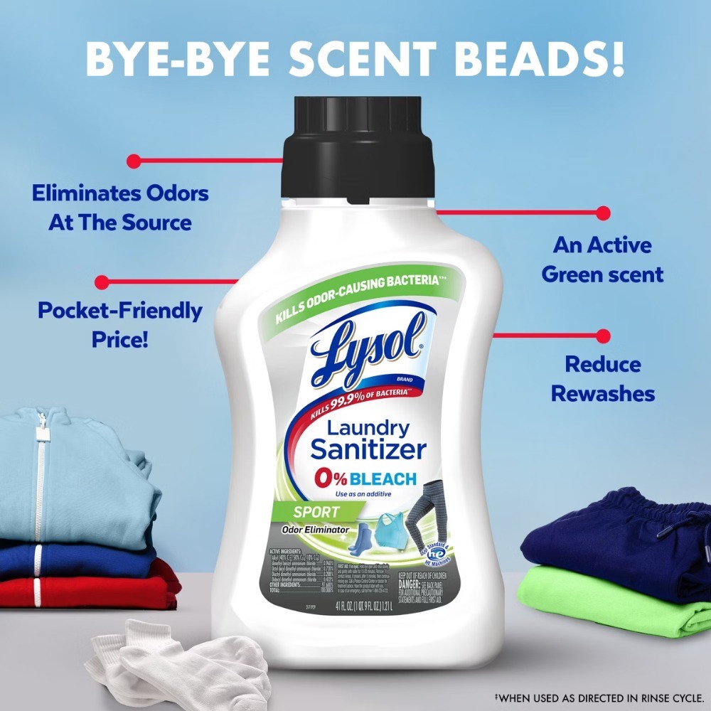 Lysol Sport Laundry Sanitizer – 90oz, Bleach-Free,HE Compatible, Liquid Additive