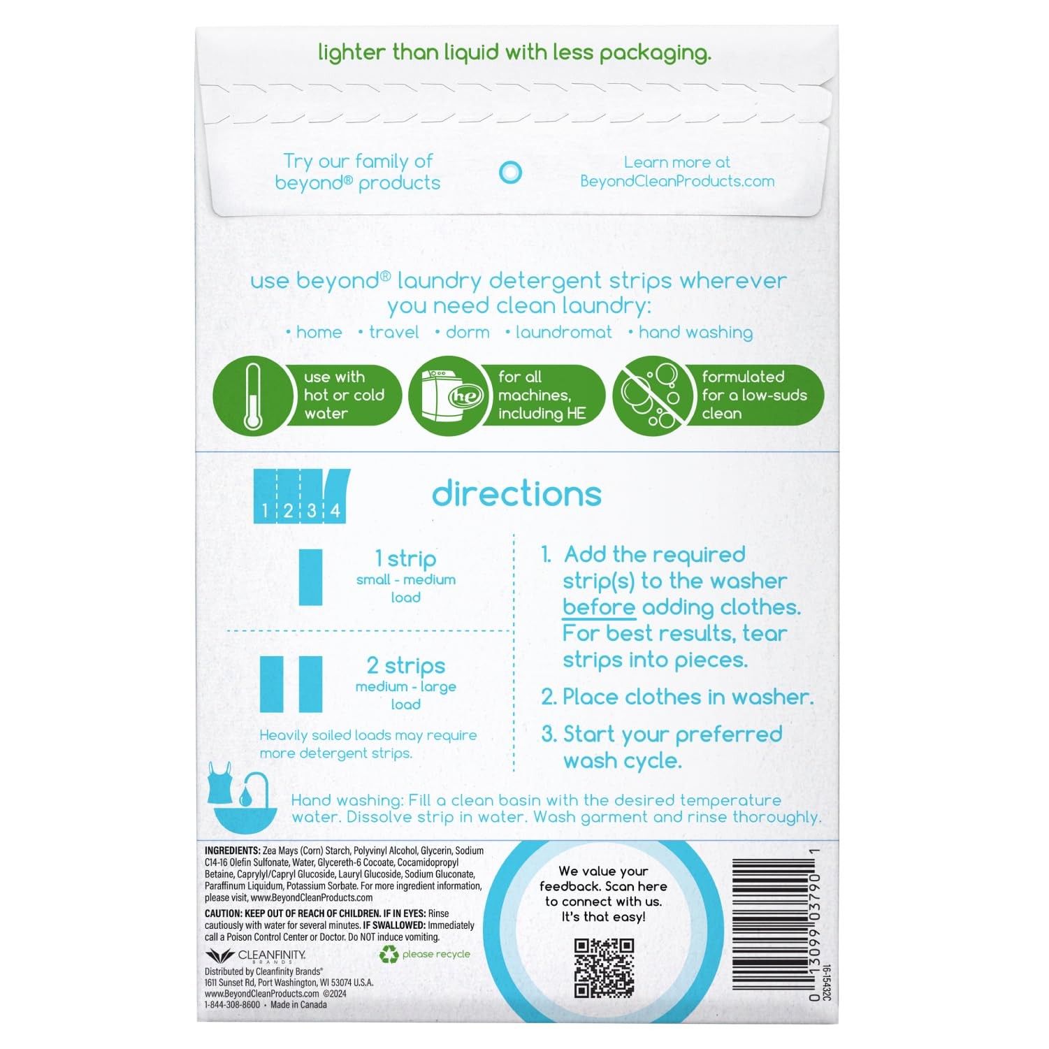 Laundry Detergent Strips [12 packs of 32 strips] – Free & Clear – Eco-friendl…