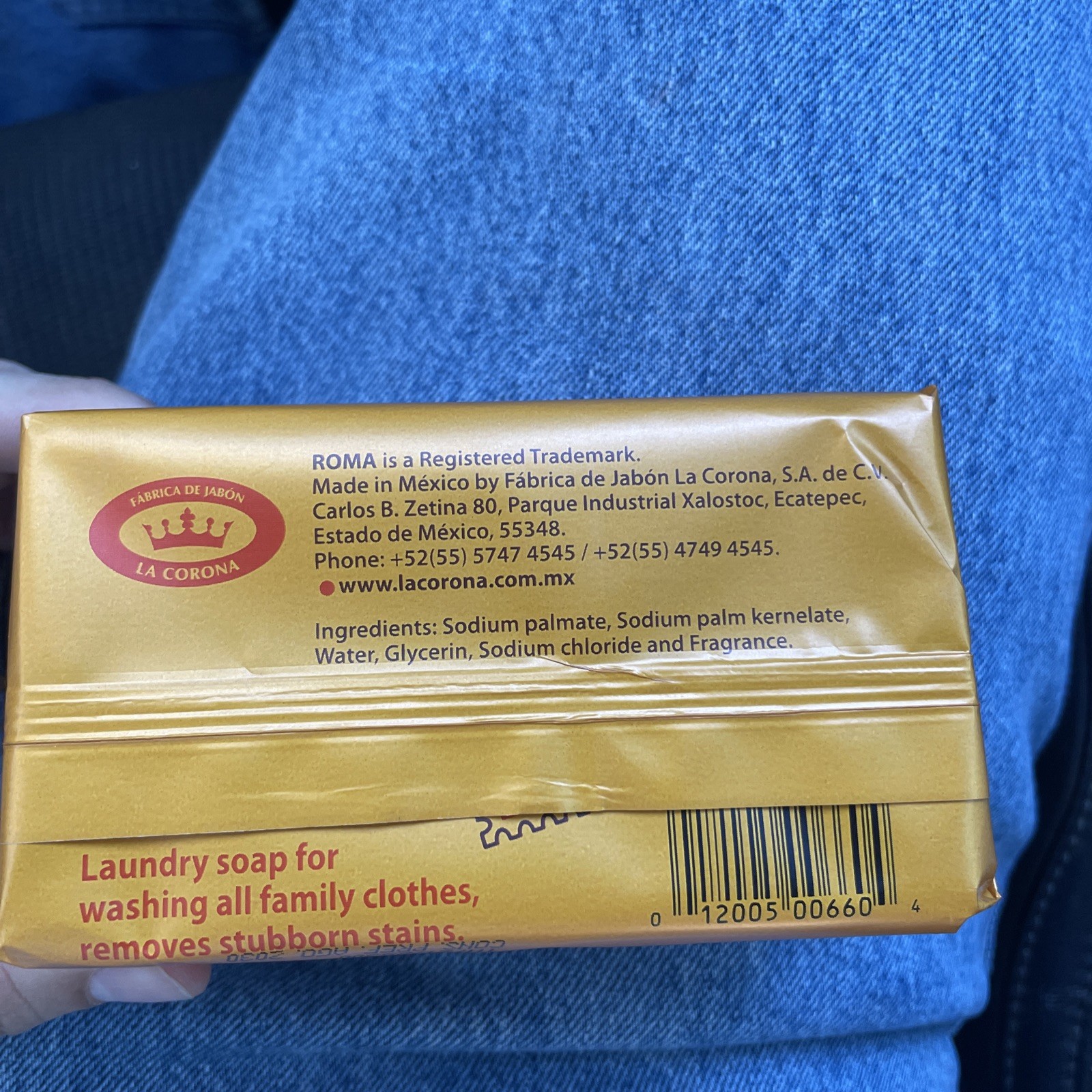 ROMA Laundry Soap Bar Jabón De Lavandería 100% Plant Based 400g Made In Mexico