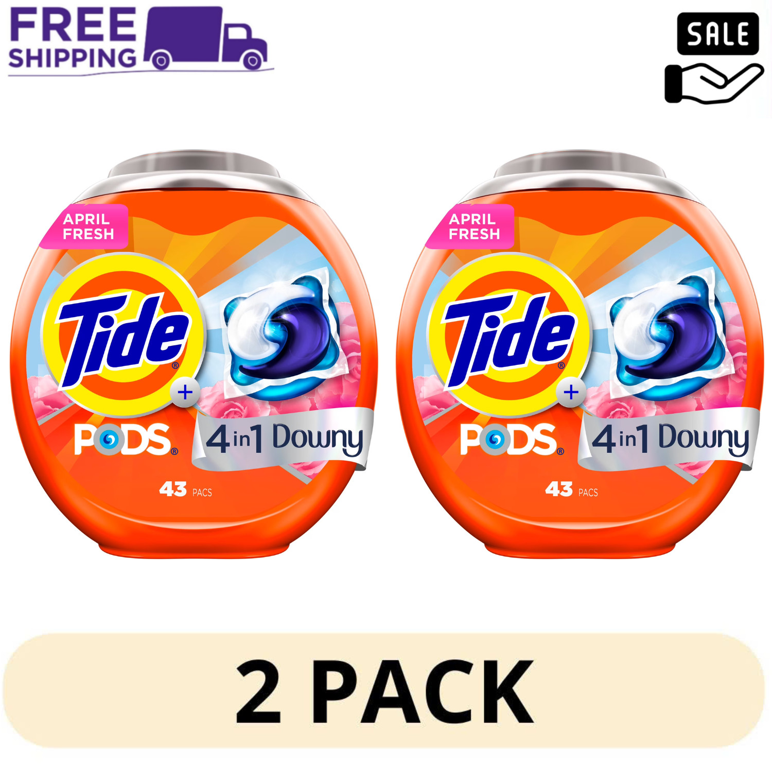 2 Pack Tide PODS Touch of Downy Freshness 43 Count
