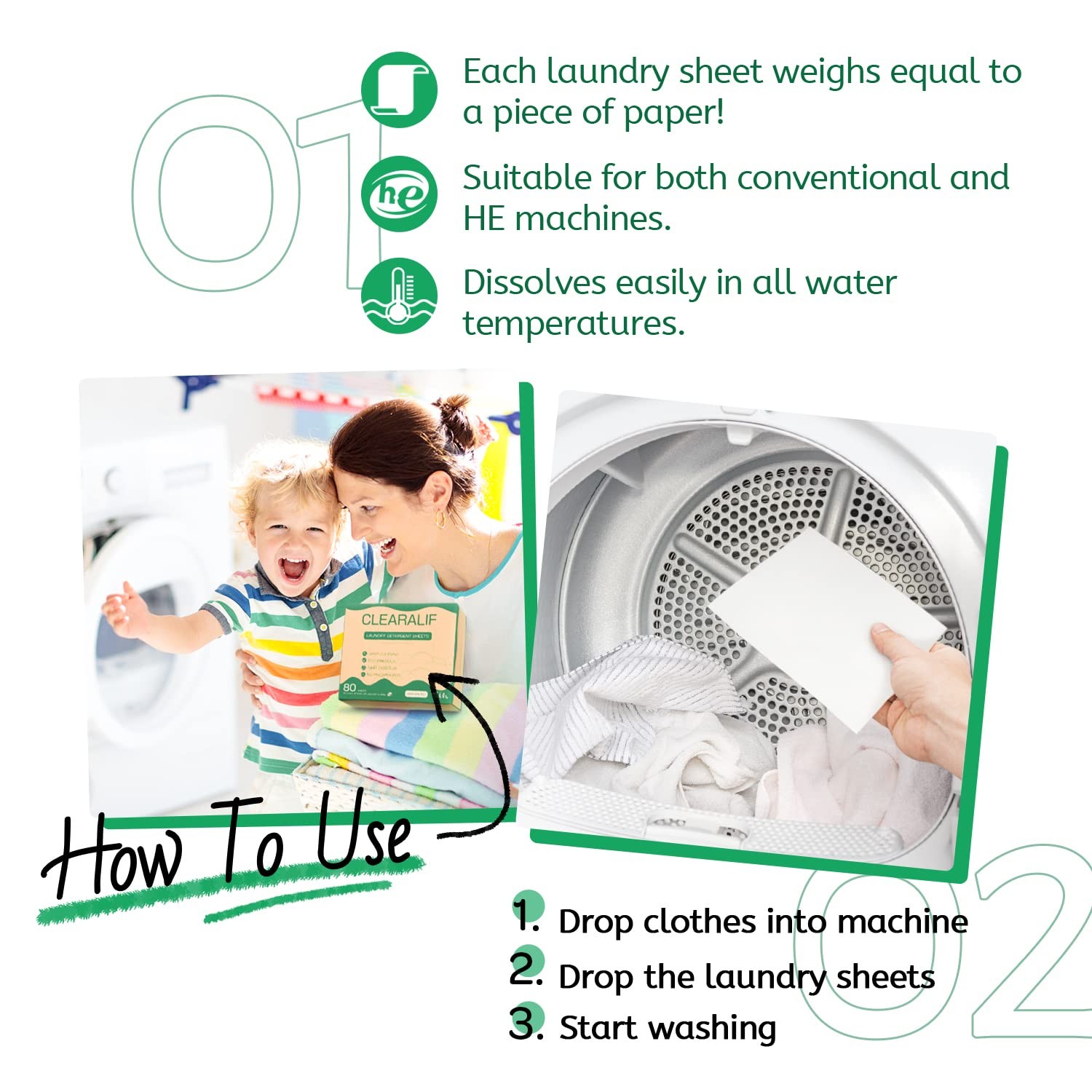 CLEARALIF Laundry Detergent Sheets (480 Loads), Unscented,Great For Travel, A…