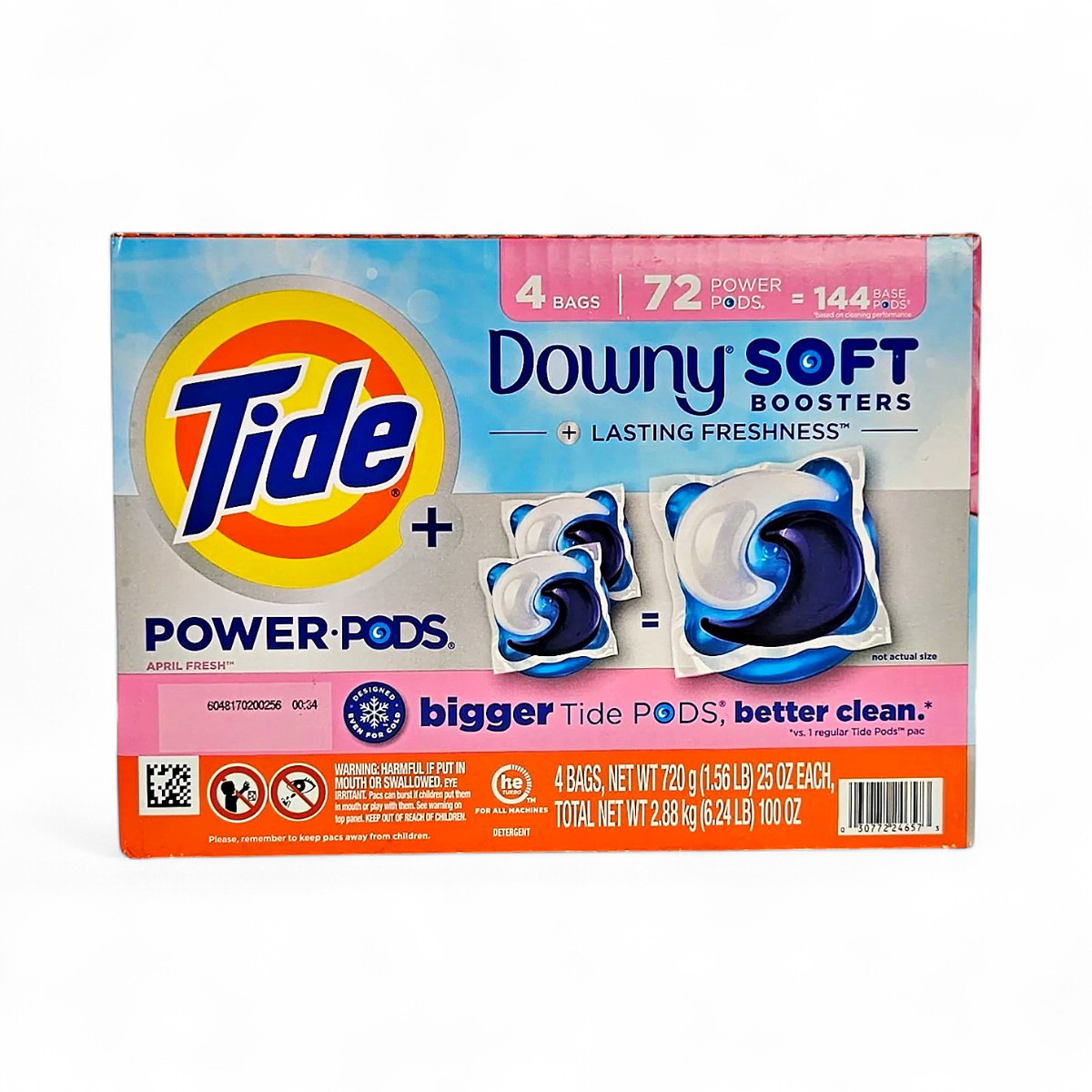Tide Power PODs Downy Soft Boosters Laundry Detergent Pacs, April Fresh, 72 ct