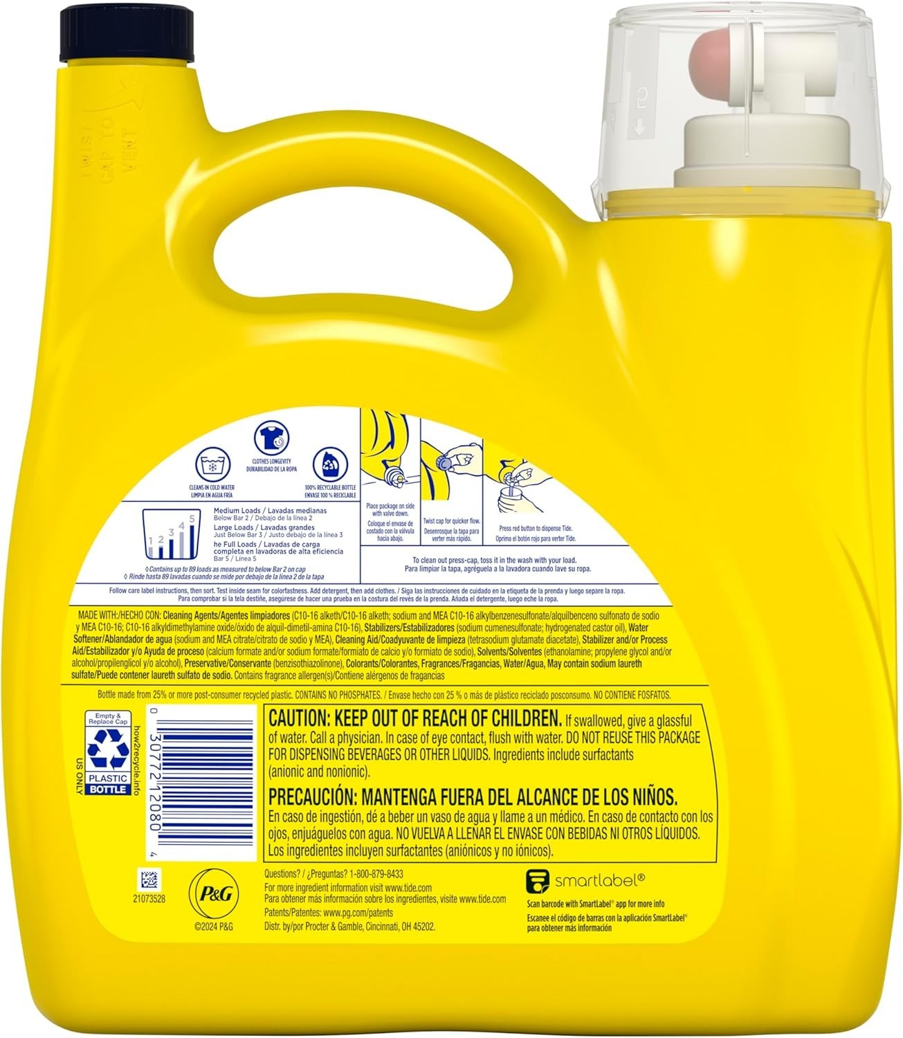 Tide Simply Clean & Fresh Liquid Laundry Detergent, Berry Blossom Scent, 89 load