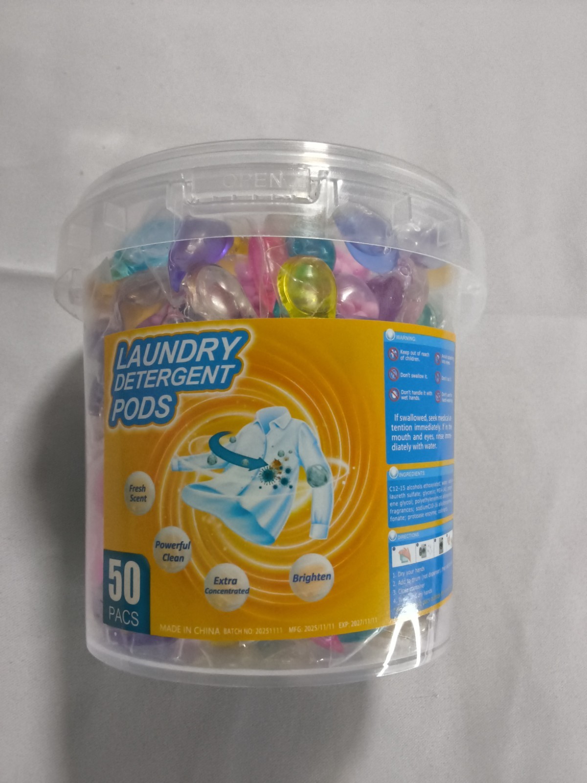 New Laundry Detergent Pods 50 Pack Fresh Scent Ext Concentrated Bright A1