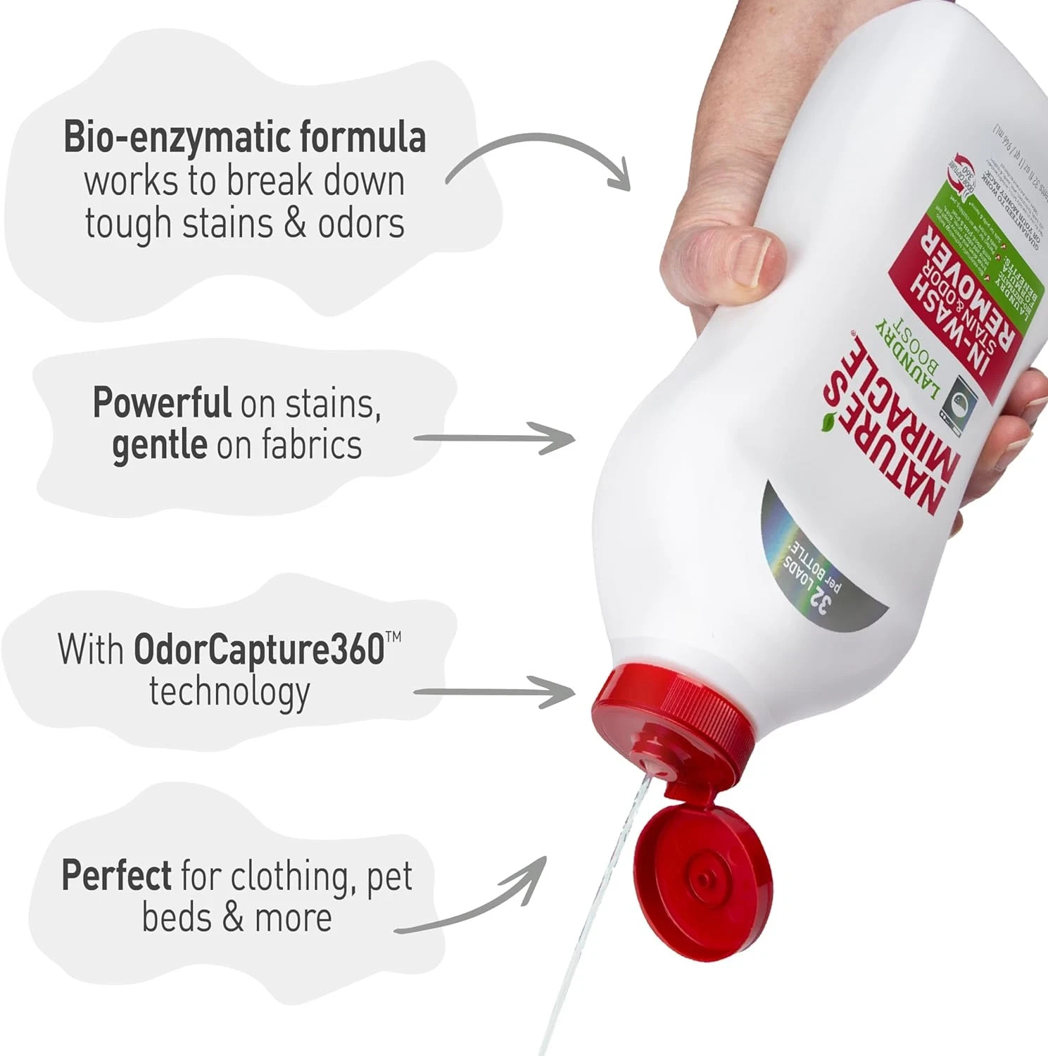 Nature’S Miracle Laundry Boost In-Wash Stain and Odor Remover, 32 Ounces, Laundr