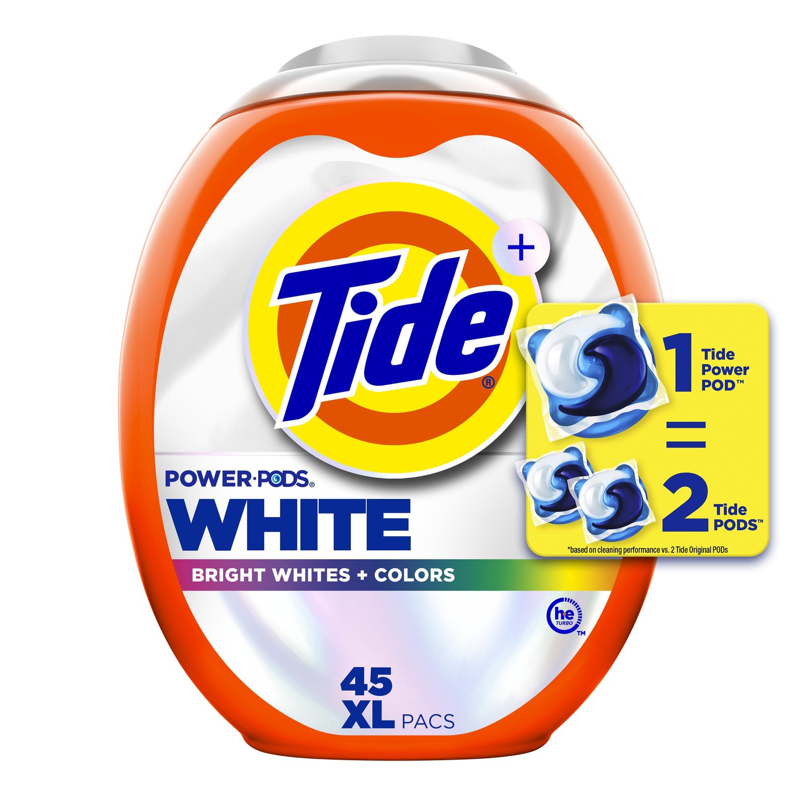 Tide Power PODS White Laundry Detergent Pacs, 45 Count, 45 Count (Pack of 1)