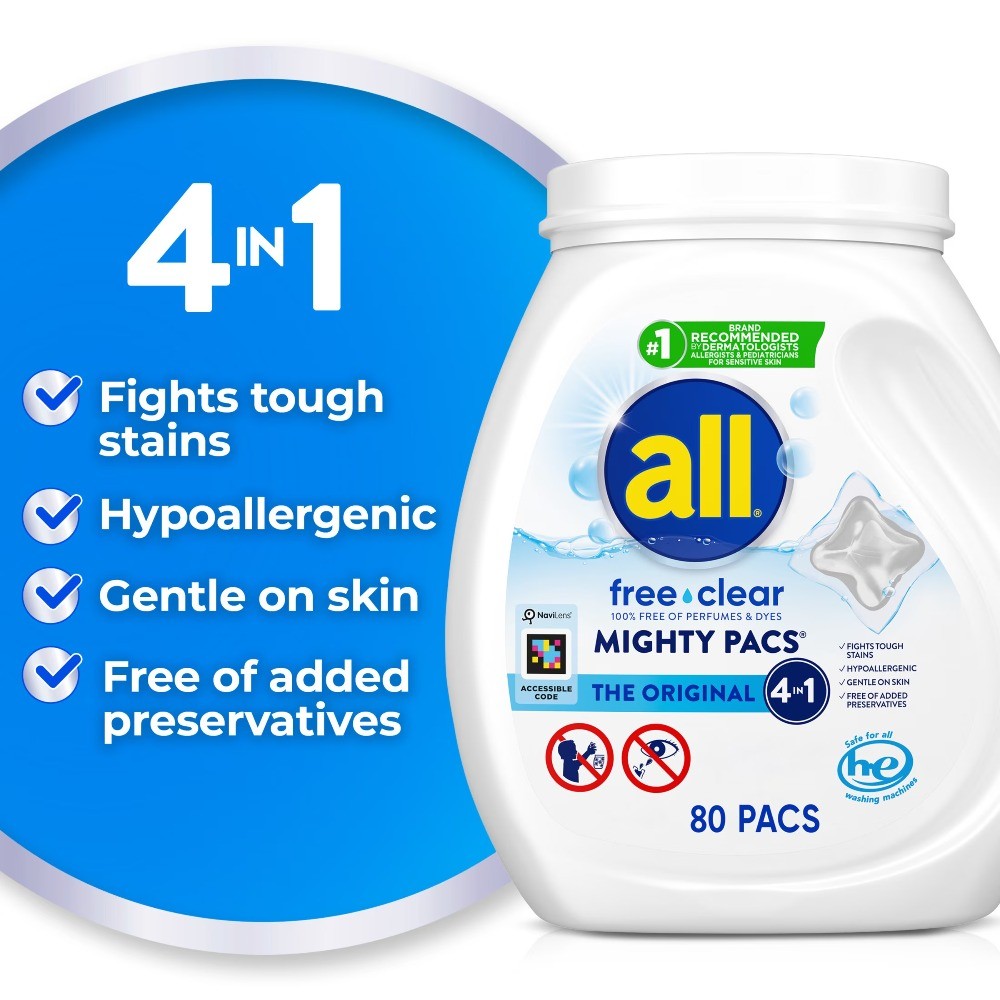 Clear Mighty Pacs Laundry Detergent, for Sensitive Skin