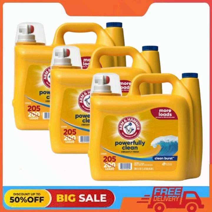 3 Pack ARM & HAMMER Laundry Detergent Liquid, Clean Burst, 5 Extra Loads, 205 oz