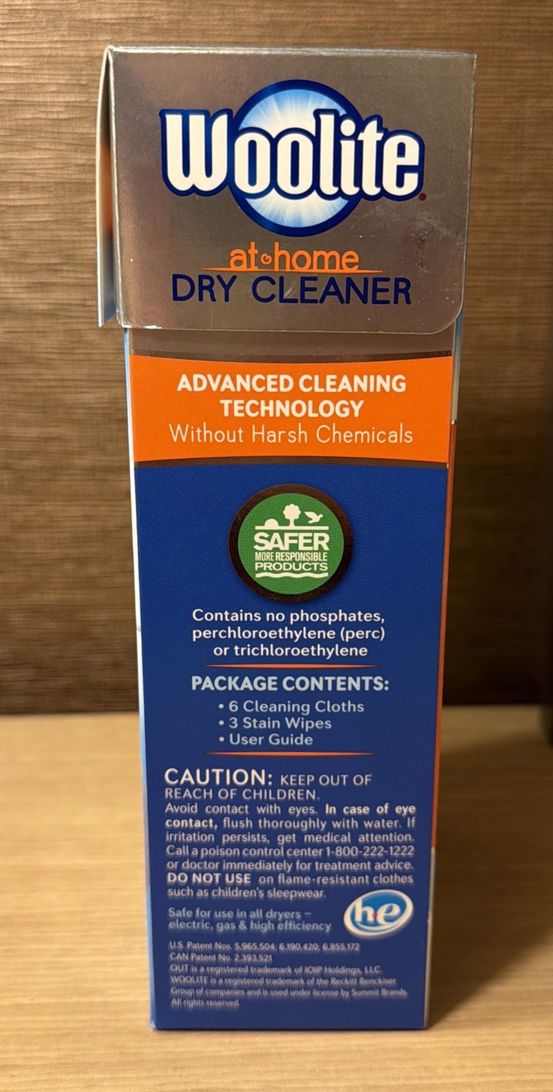 Woolite At Home Dry Cleaner 6 Cloths/3 Stain Wipes Fresh Scent NEW Discontinued