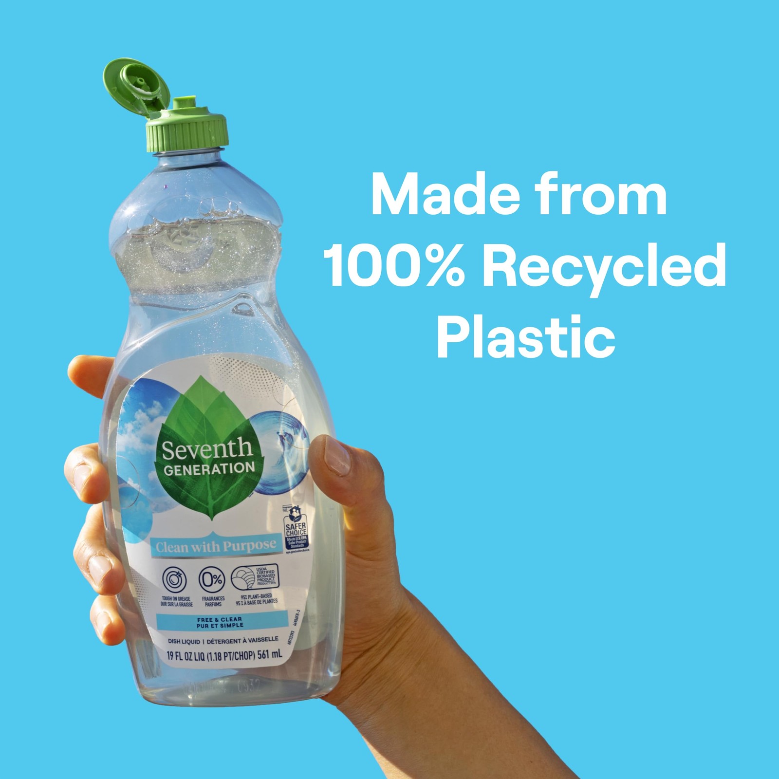 Seventh Generation Free & Clear Dish Liquid Soap Pack Of 3 Plant Based 50 Fl Oz