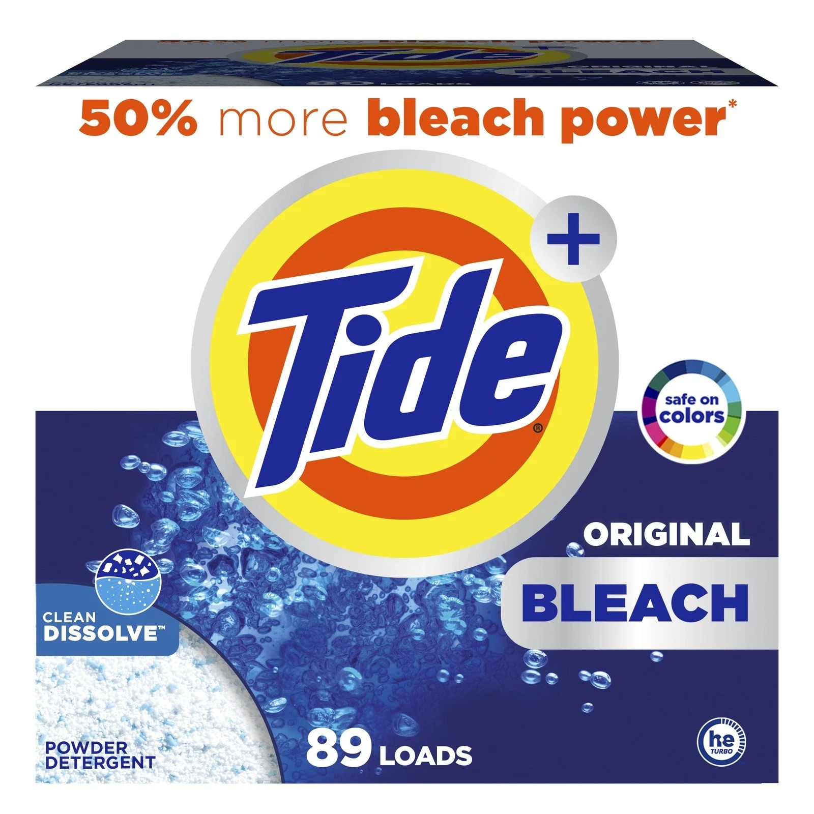 Tide Powder Laundry Detergent with Bleach, Original Scent, 129 oz, 89 Loads New
