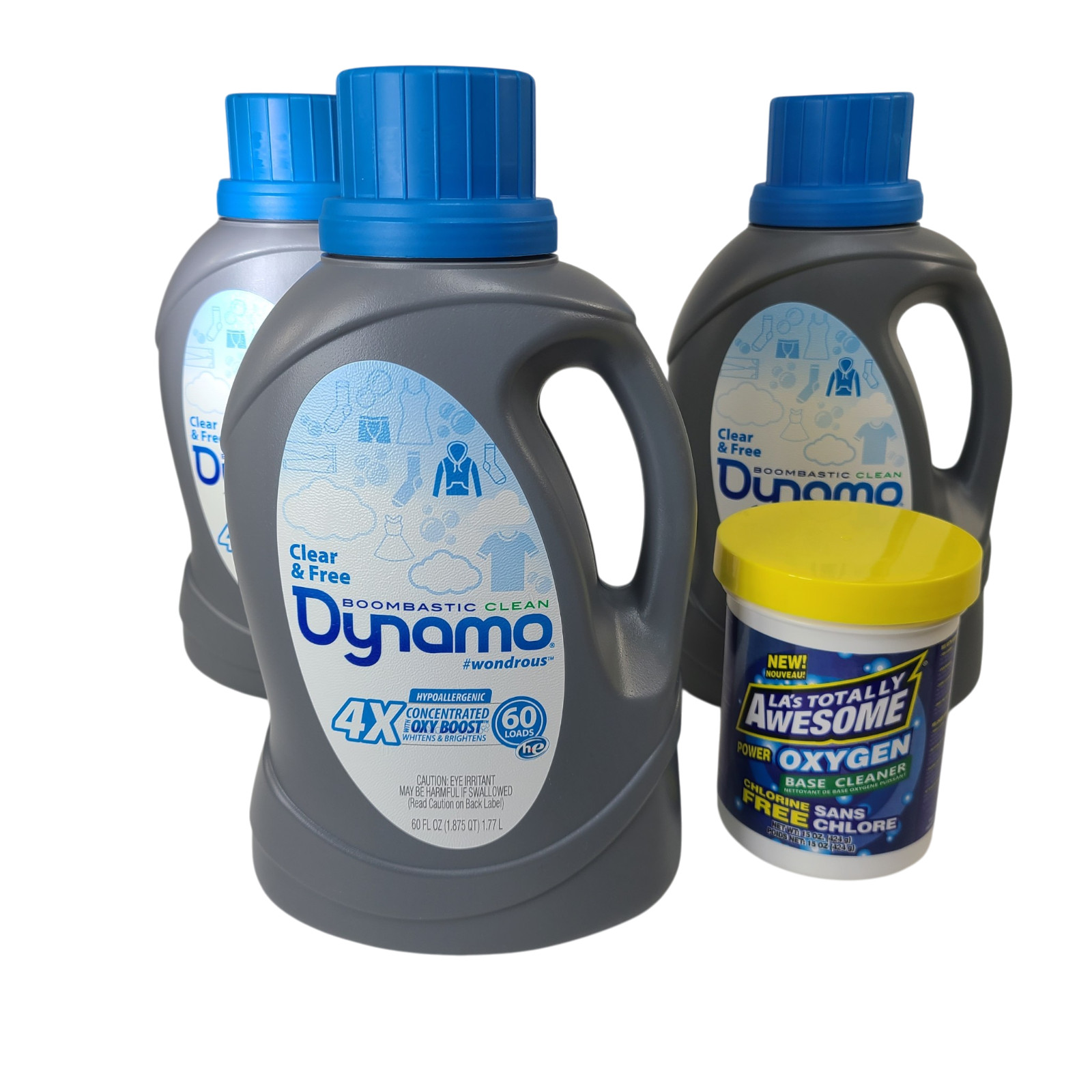 Dynamo Laundry Detergent Scent Free Clear 180 loads Concentrated HE Oxy Bundle