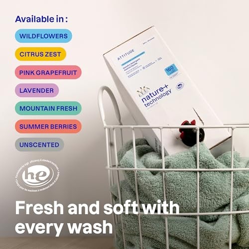 ATTITUDE Liquid Laundry Detergent Refill, Summer Berries, 160 Loads, Plant-Based