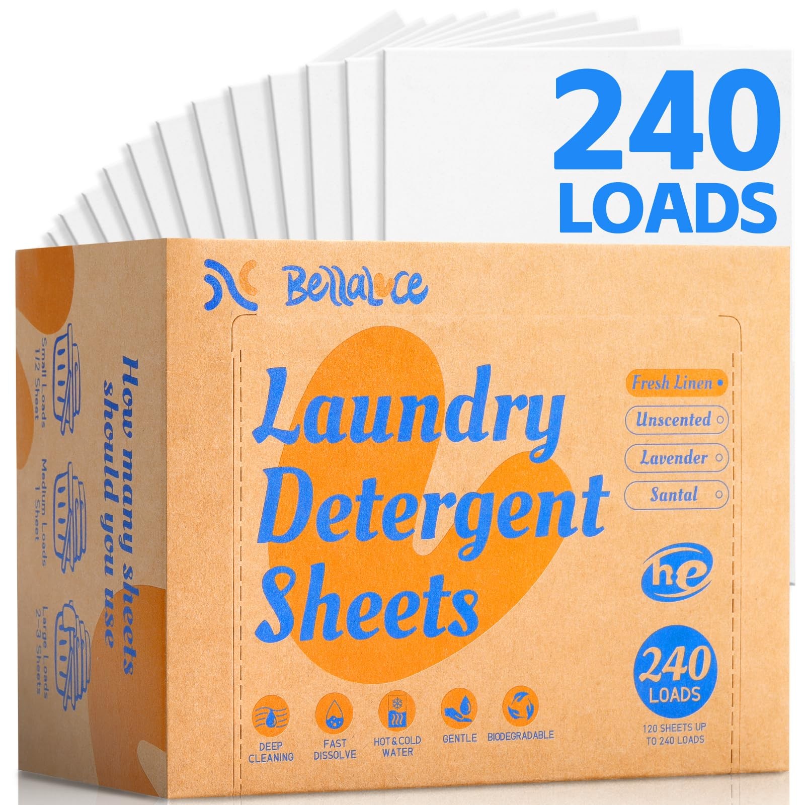 BellaLuce Laundry Detergent Sheets – Sheets, 240 Count (Pack of 1)
