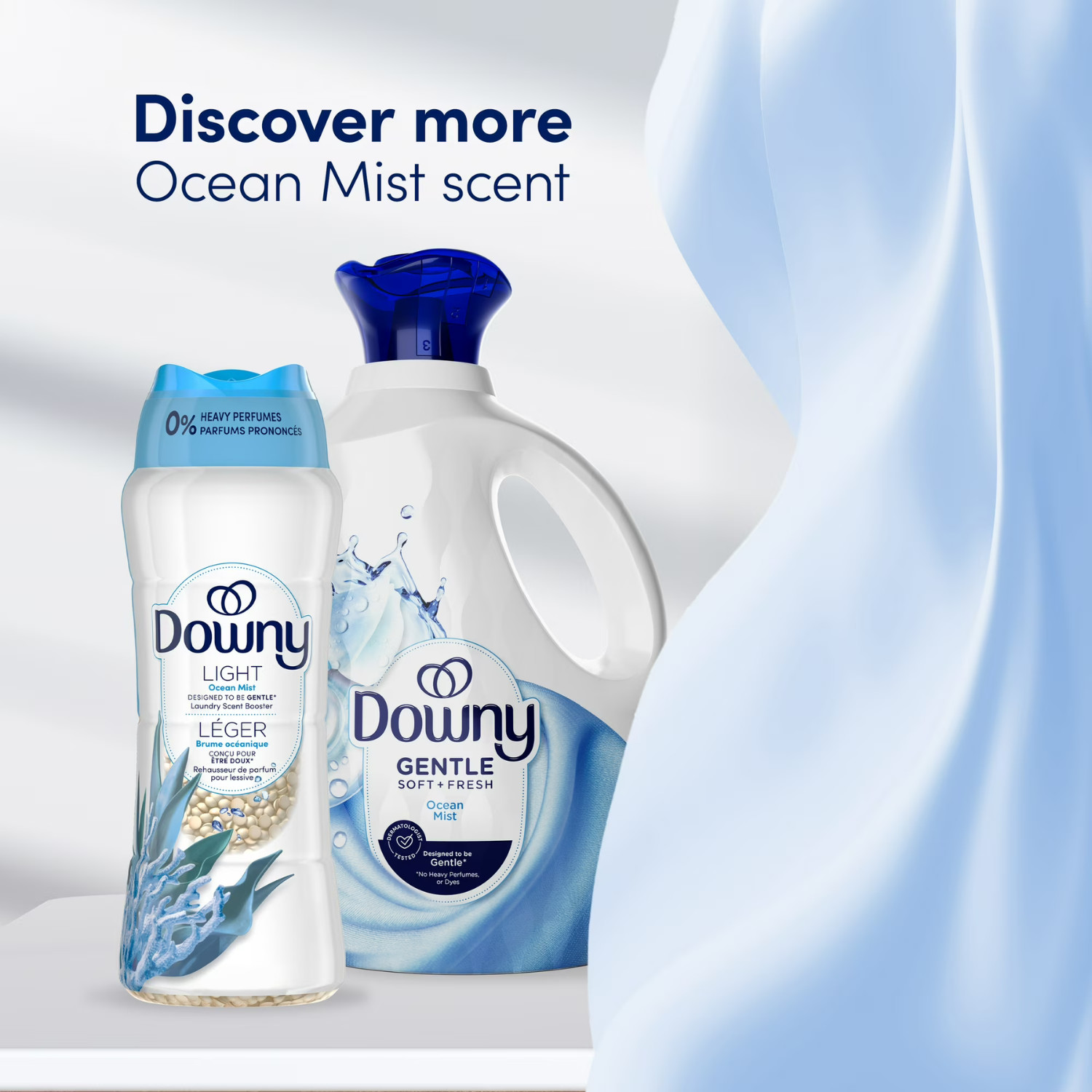 Downy Gentle Soft+ Fresh Ocean Mist Fabric Softener Liquid 93oz 138 Loads 3 Pack