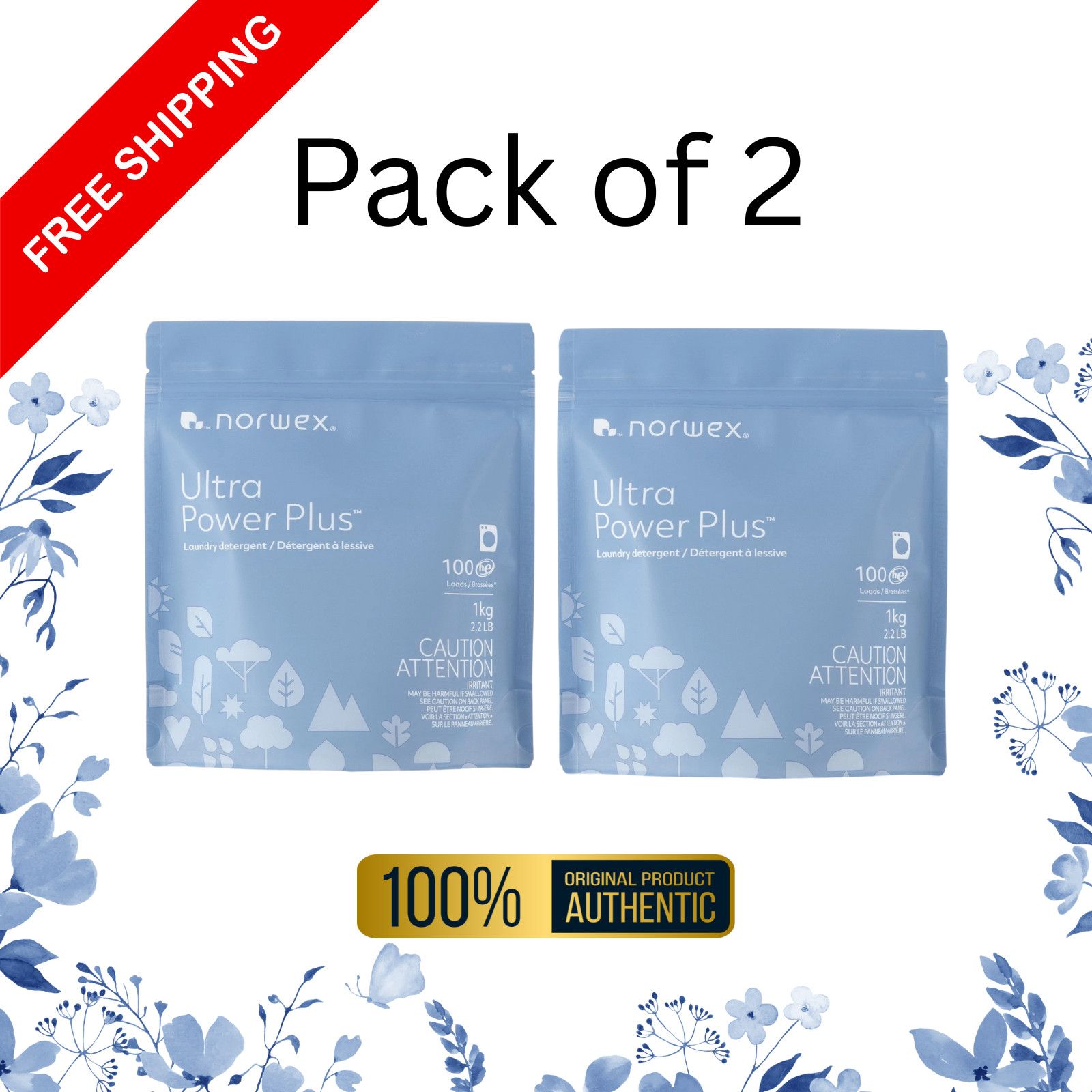 Norwex Ultra Power Plus™ Laundry Detergent, Pack of 2, 1kg or 2.2lb each