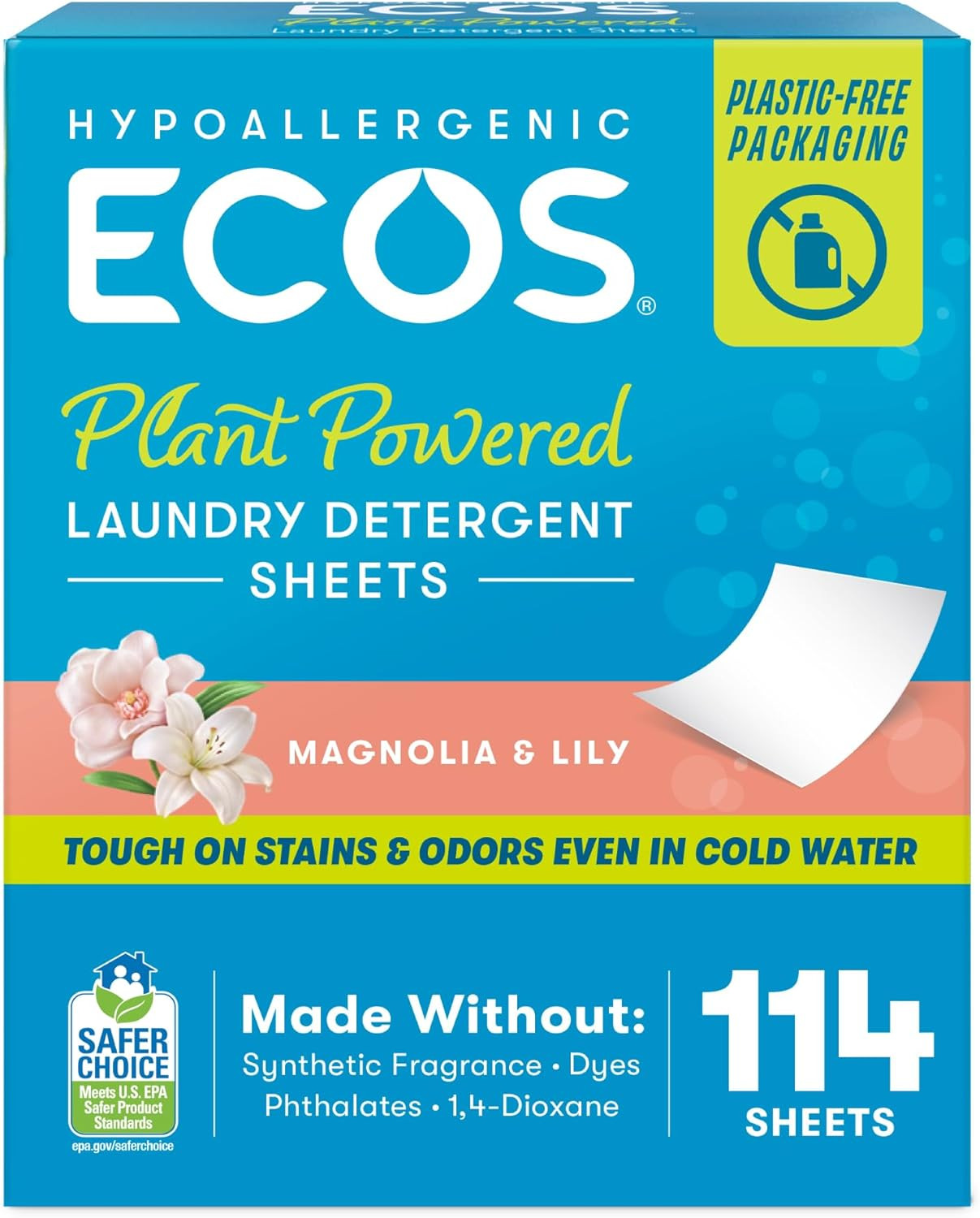 ECOS Laundry Detergent Sheets Vegan, No Plastic Jug, No Mess, Liquid Free – Hypo