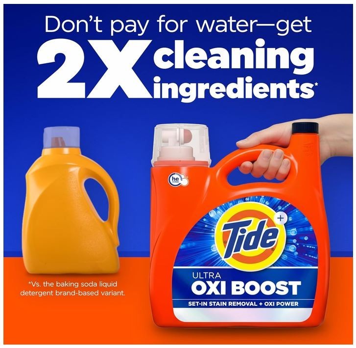 Tide Ultra Oxi Boost Liquid Laundry Detergent, 148 fl oz, 105 Loads, Advanced
