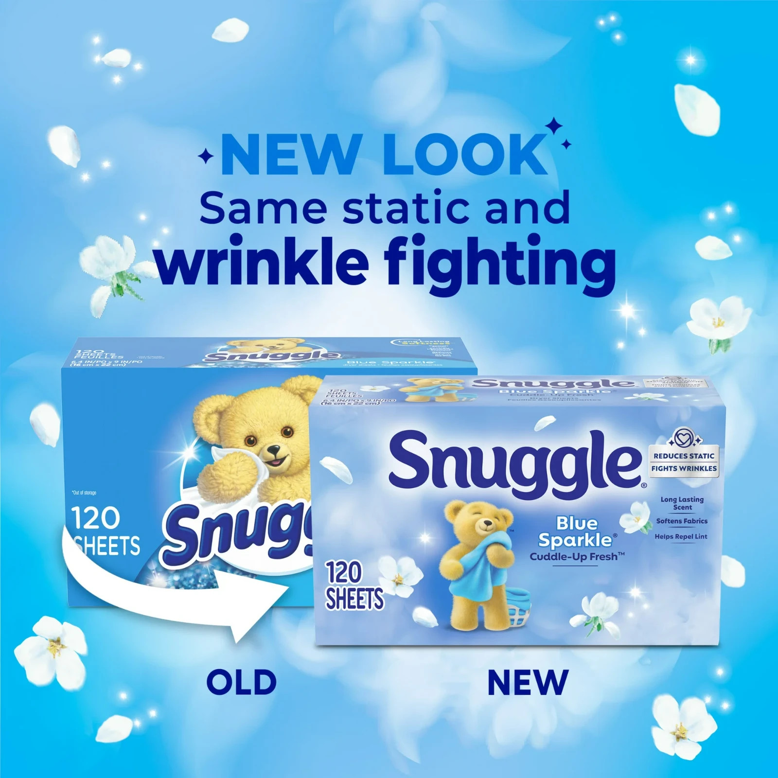 Snuggle Blue Sparkle Fabric Softener Dryer Laundry Sheets Fresh Clean Scent 40Ct