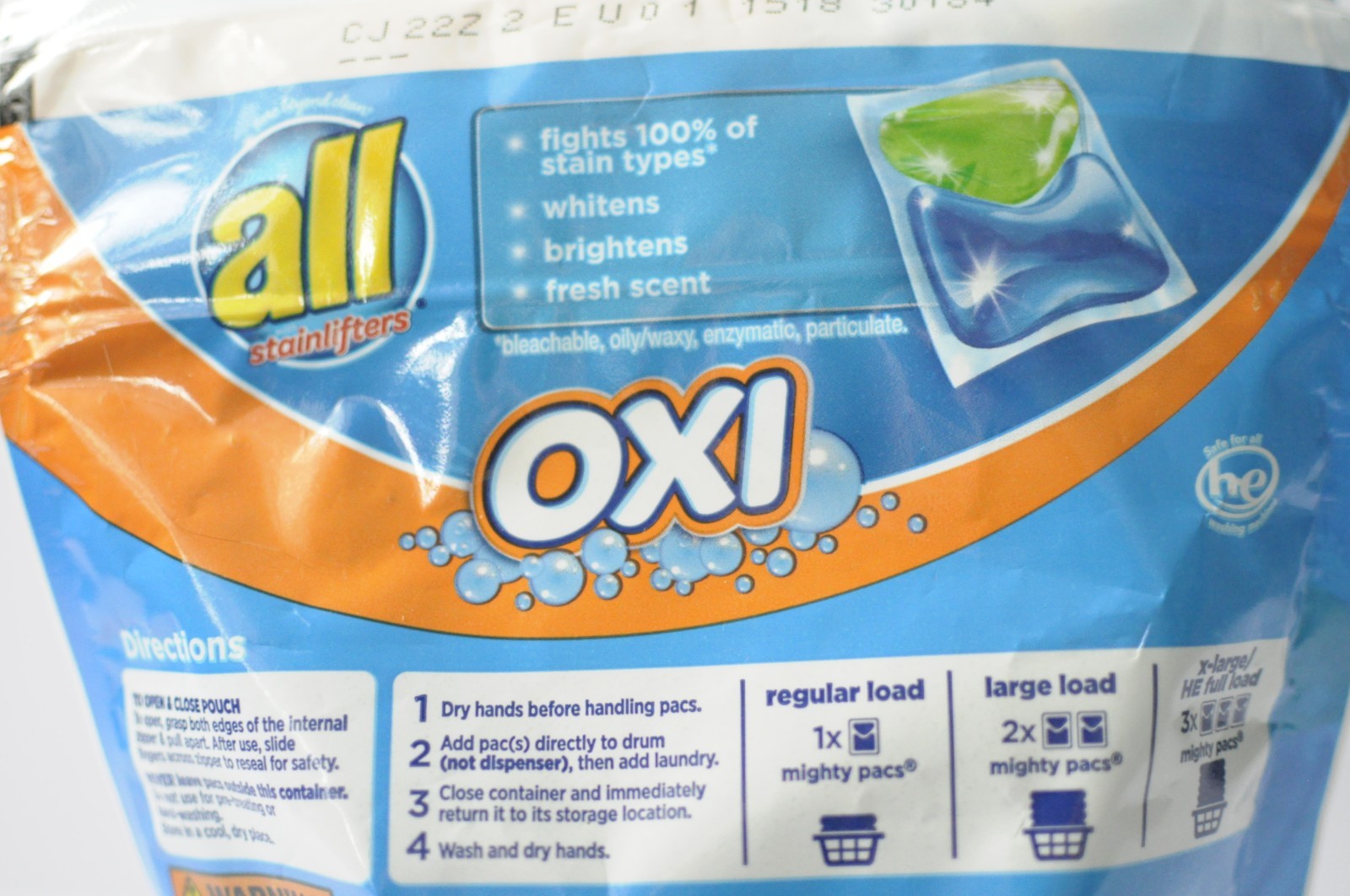 all with Stainlifters OXI 4 in 1 Mighty Pacs Laundry Detergent 19 Count