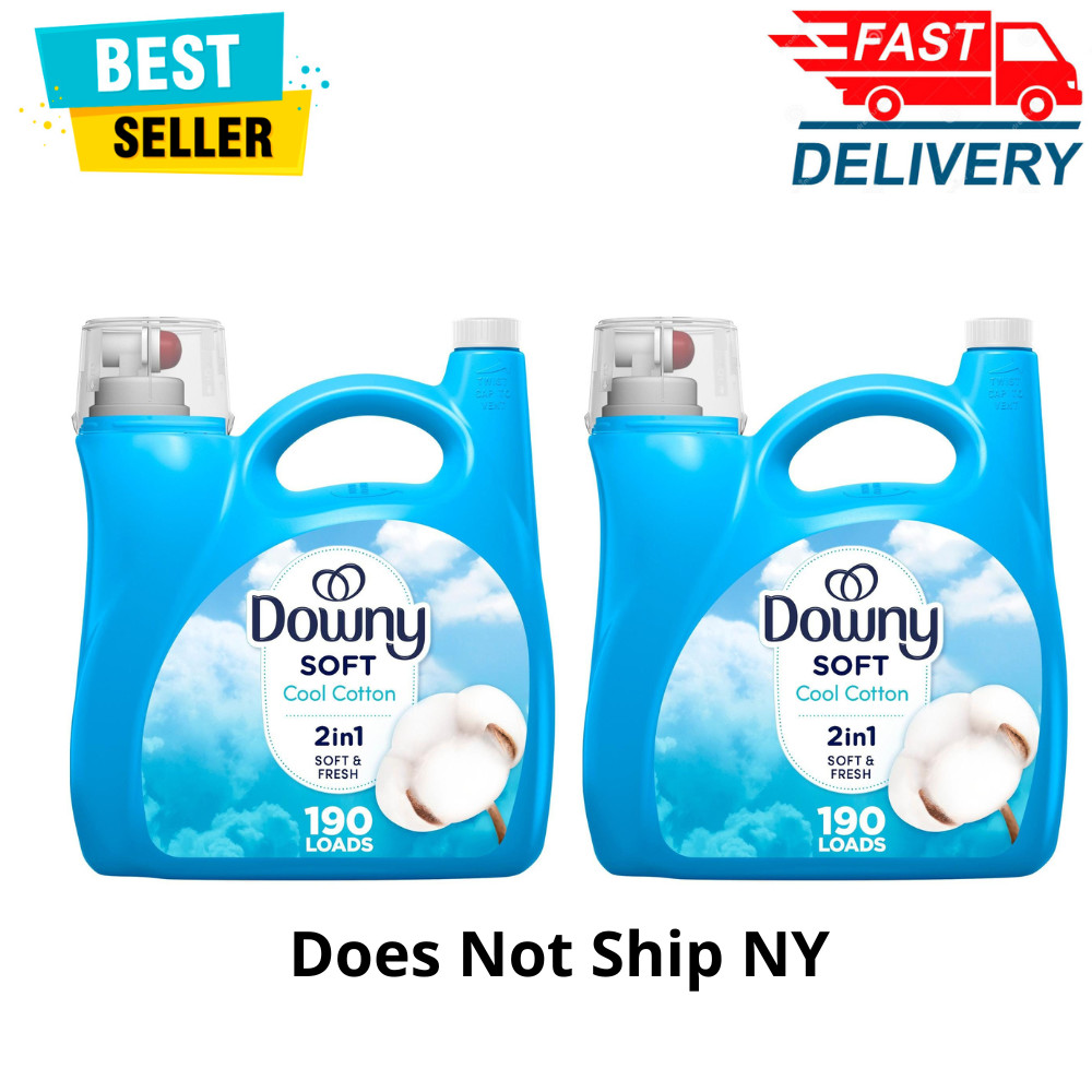 Downy Liquid Fabric Softener, Cool Cotton Scent, 140 fl oz, 190 Loads, 2 Pack