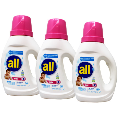 All Liquid Laundry Detergent, Gentle for Baby, 24 Loads, 30 fl oz – 3 Pack