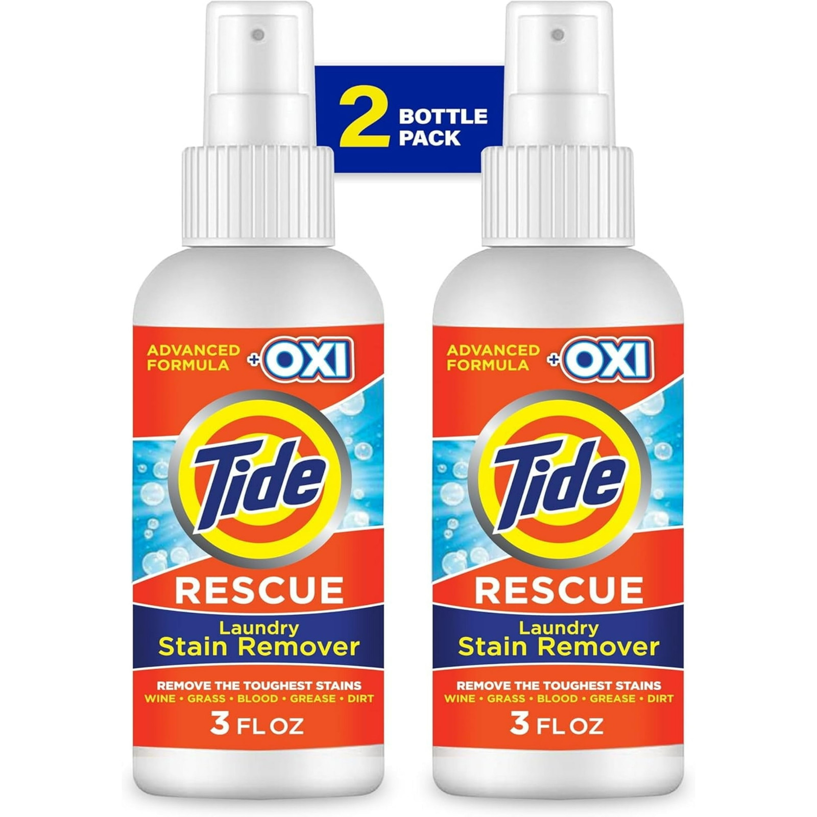 Tide RESCUE Laundry Stain Remover +Oxi, 3 Oz (Pack of 2)
