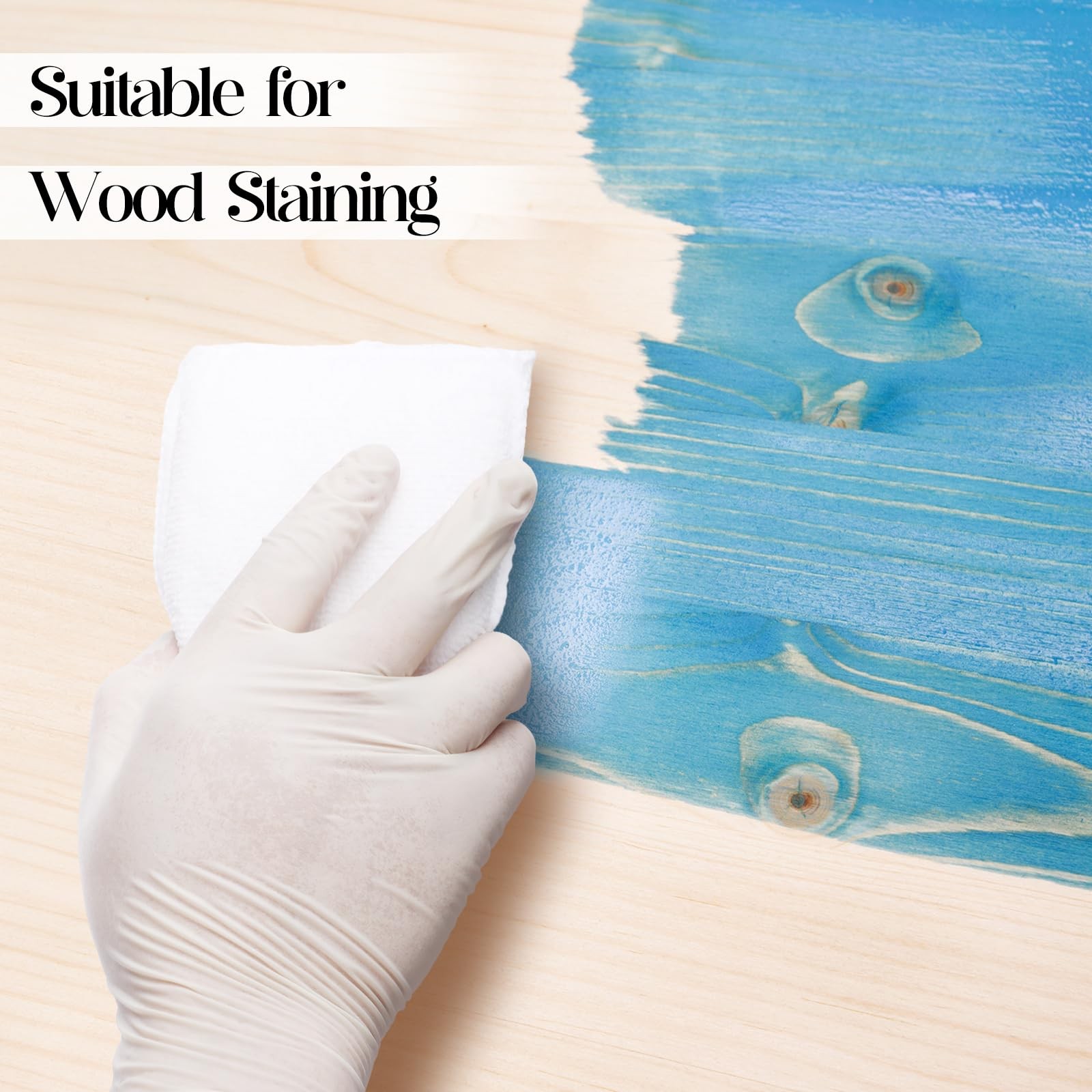 24 Set Wood Stain Applicators and Disposable Latex Gloves Microfiber Stain Sp…