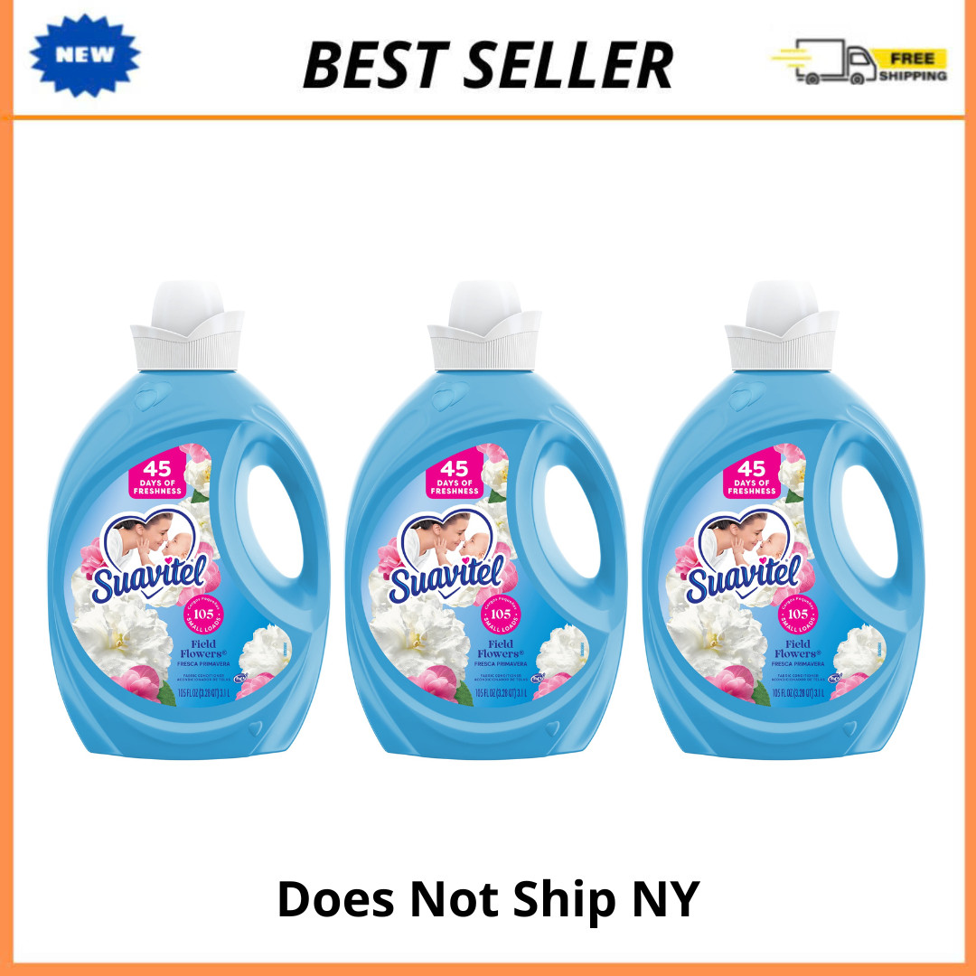 3 Pack Suavitel Field Flowers Fabric Softener Conditioner, 105 oz, 45 Days Fresh