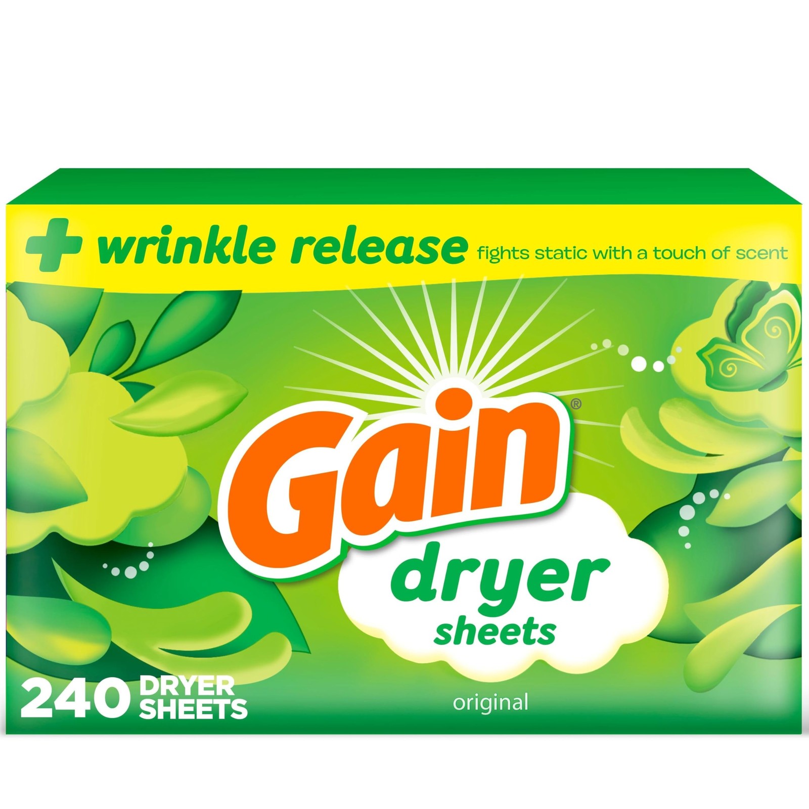 Gain, Laundry Dryer Sheets, Fabric Softener Wrinkle Reducing Anti Static Shee…