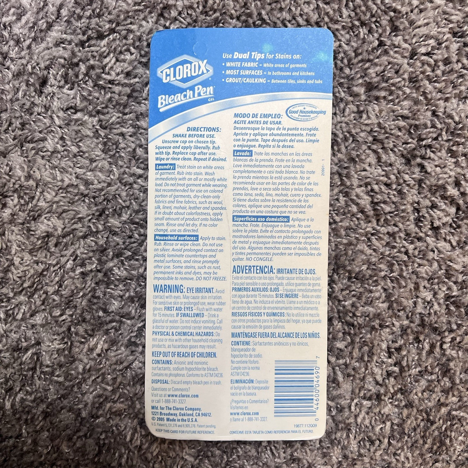 Clorox Bleach Pen Gel Stain Remover For Whites with Two Tips New
