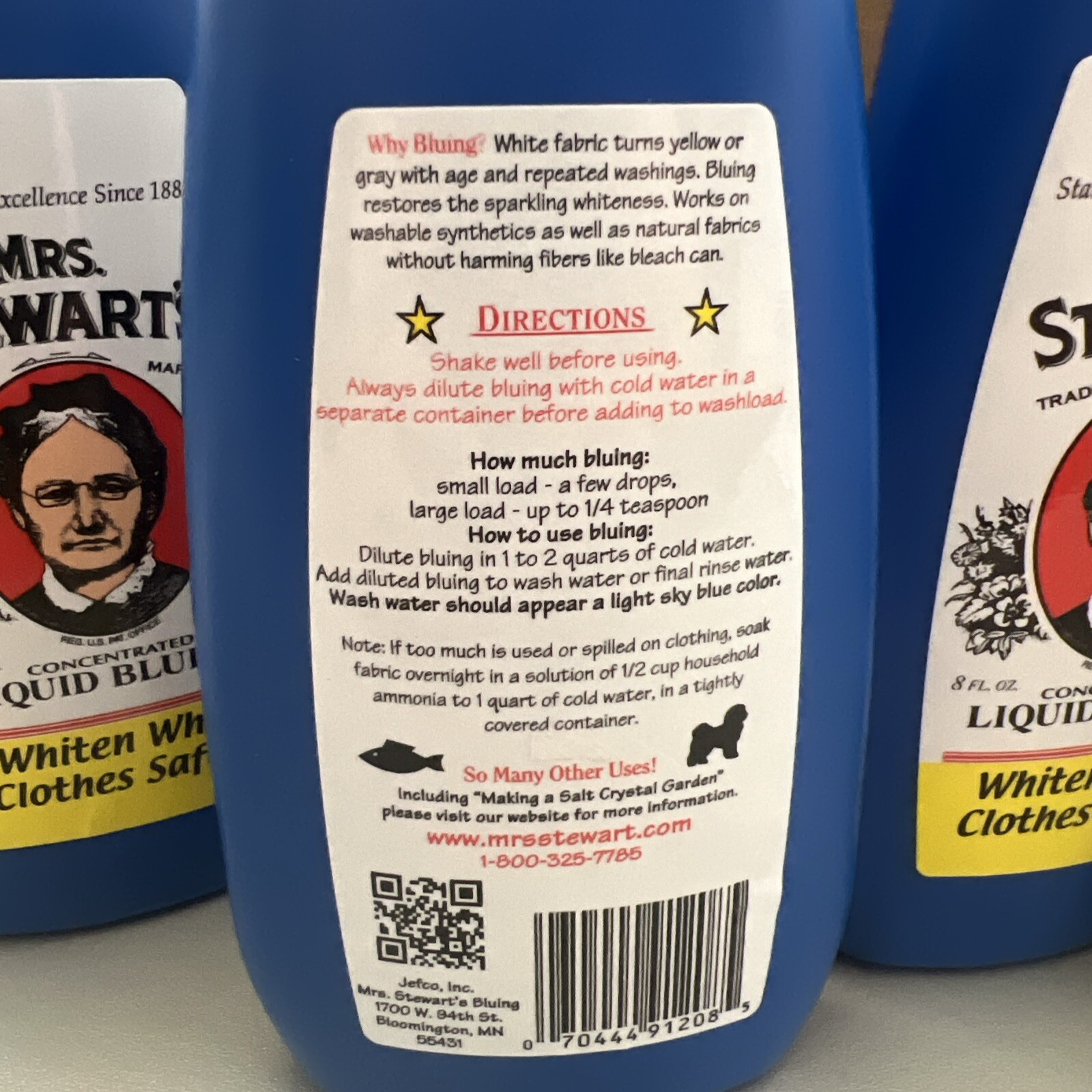 Mrs. Stewarts Concentrated Liquid Bluing, 8 Fl Oz Each. Pack Of 4