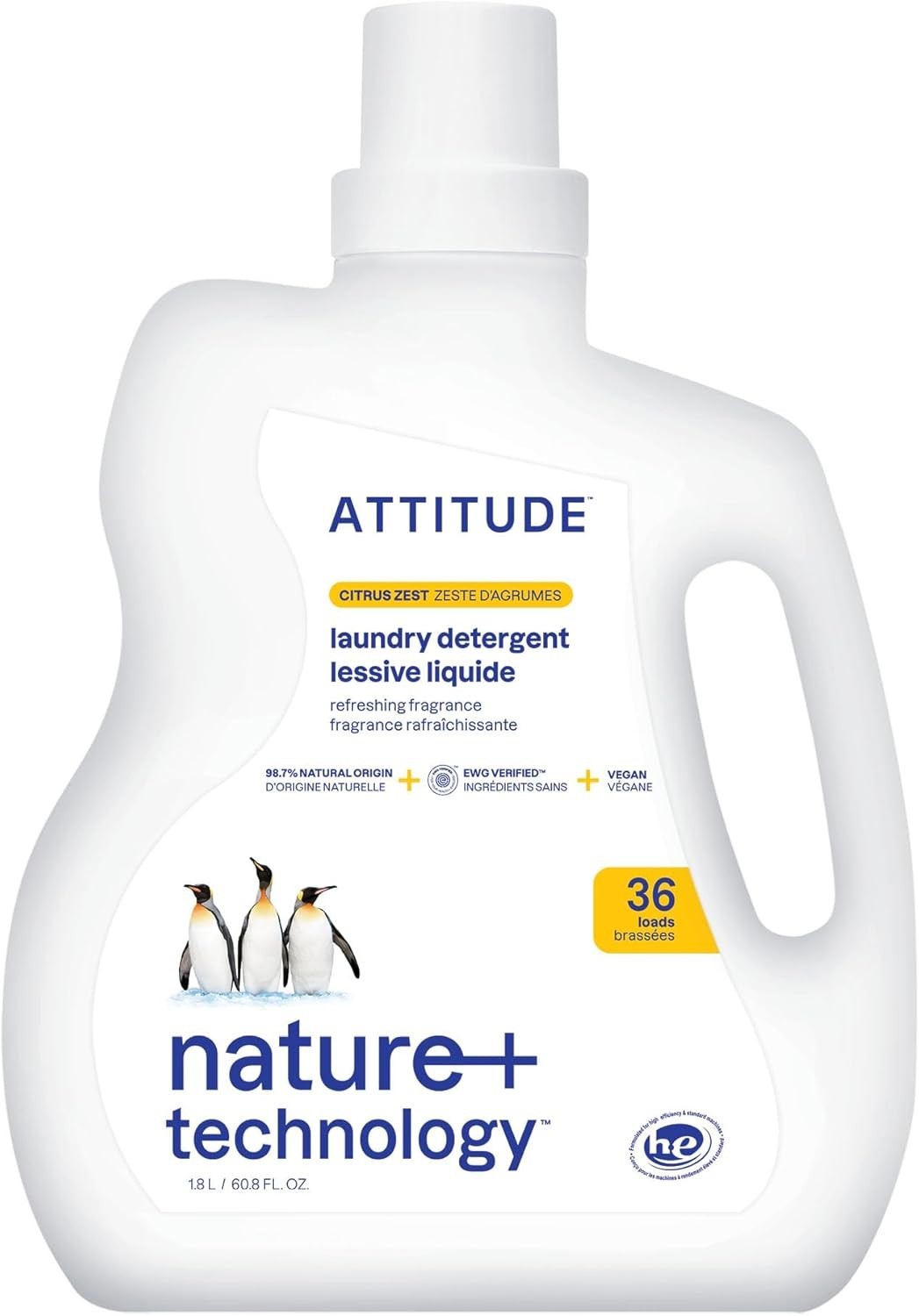 High Efficiency Laundry Soap with Citrus Zest – 60.8 Fl Oz, All Skin Types