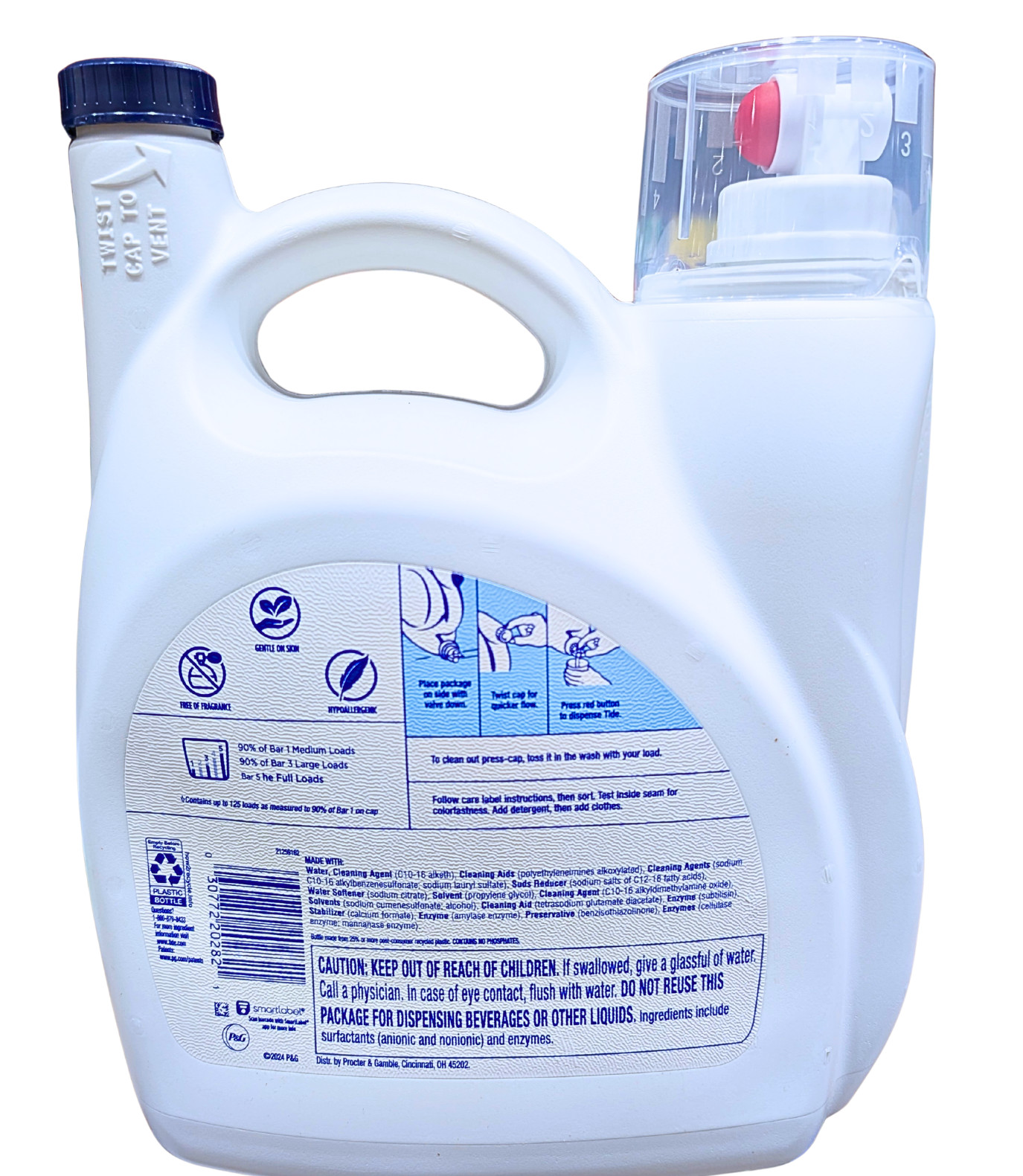 Tide Advanced Care Liquid Laundry Detergent Free & Gentle 154 Ounce 125 Loads