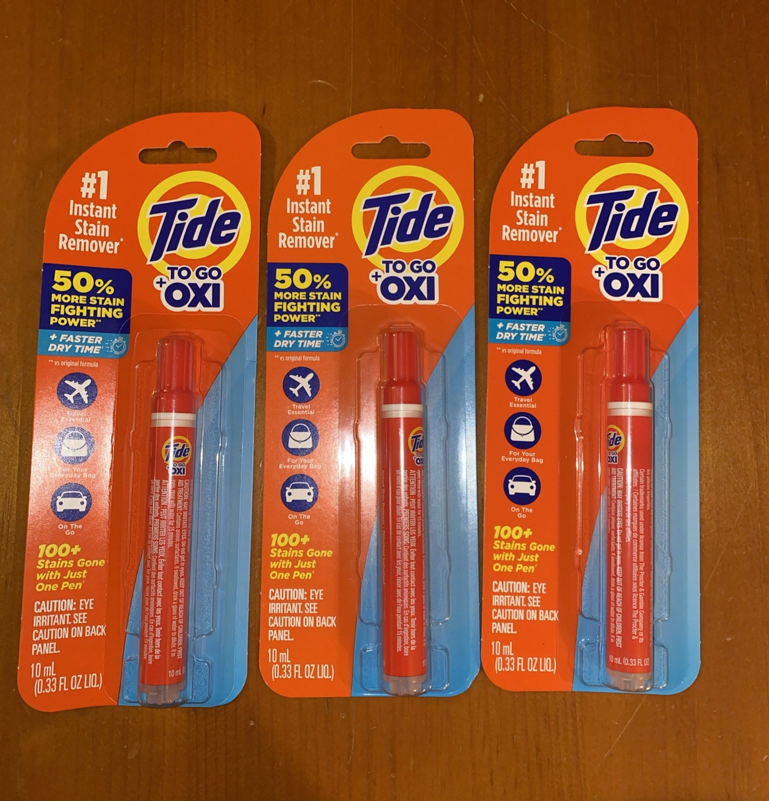 (LOT OF 3) Tide To Go +OXI Instant Stain Remover Pens On-The-Go Stain Removal