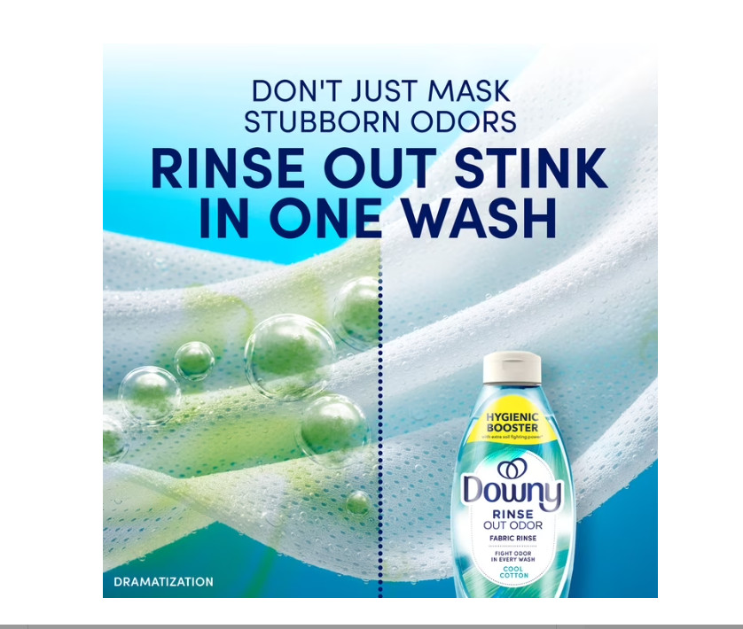 Downy Rinse Out Odor Laundry Rinse, Tackles Tough Odors and Refreshes, 62 fl oz