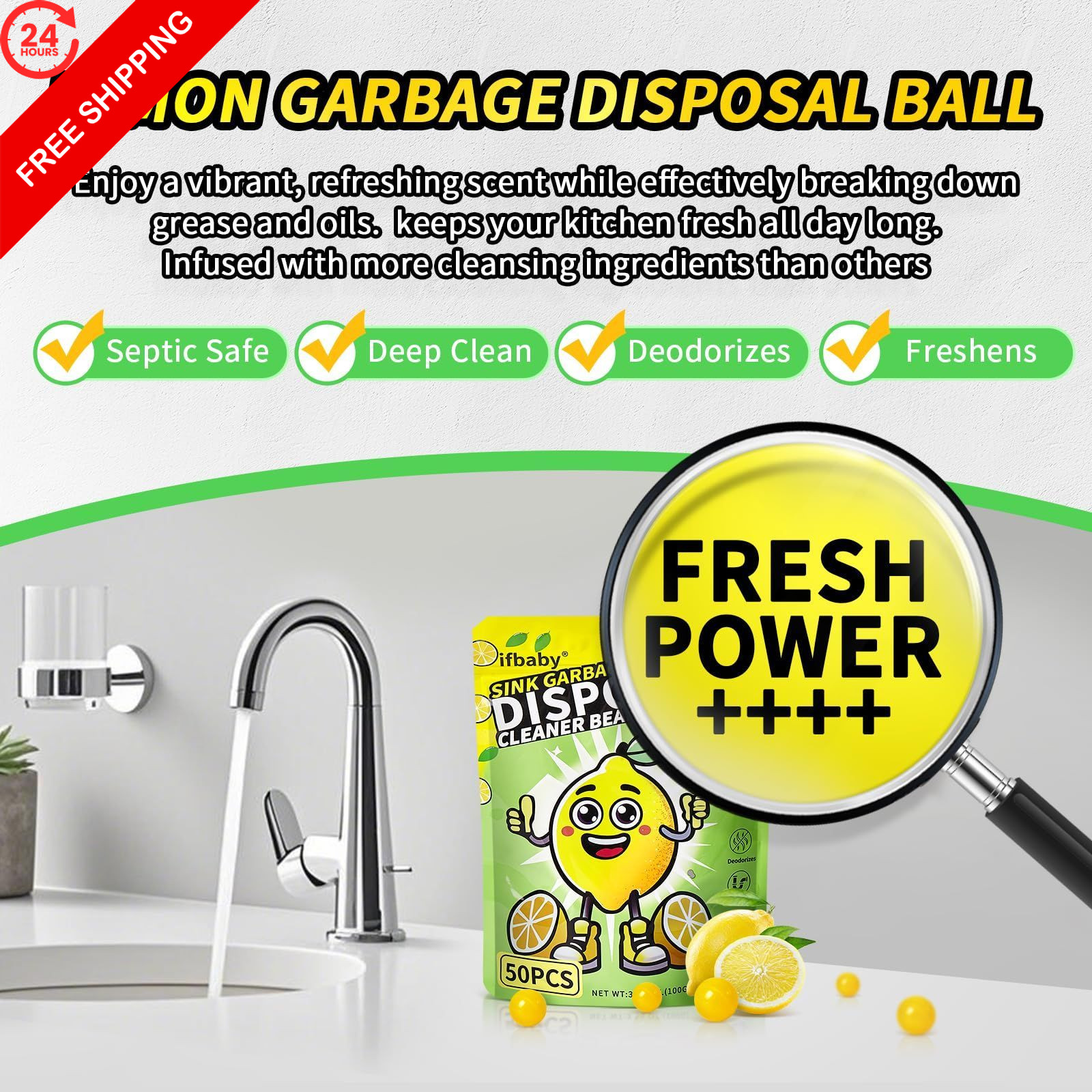 ifbaby 50 Count Garbage Disposal Cleaner and 0.13 Ounce (Pack of 50)