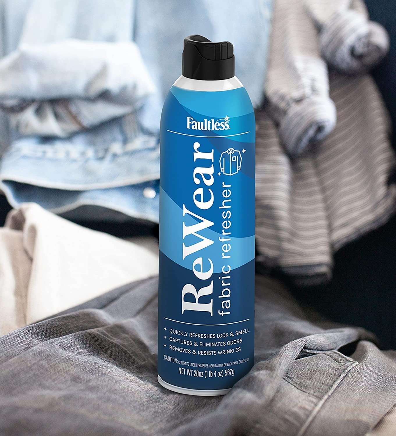 Faultless ReWear Dry Wash Spray 20oz Pack of 2 Fabric Refresher Odor Eliminator