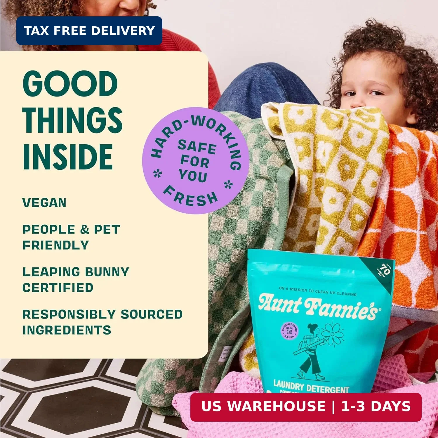 Aunt Fannie’s Powder Laundry Detergent, Deep Cleaning, Plant Based, Natural Ingr