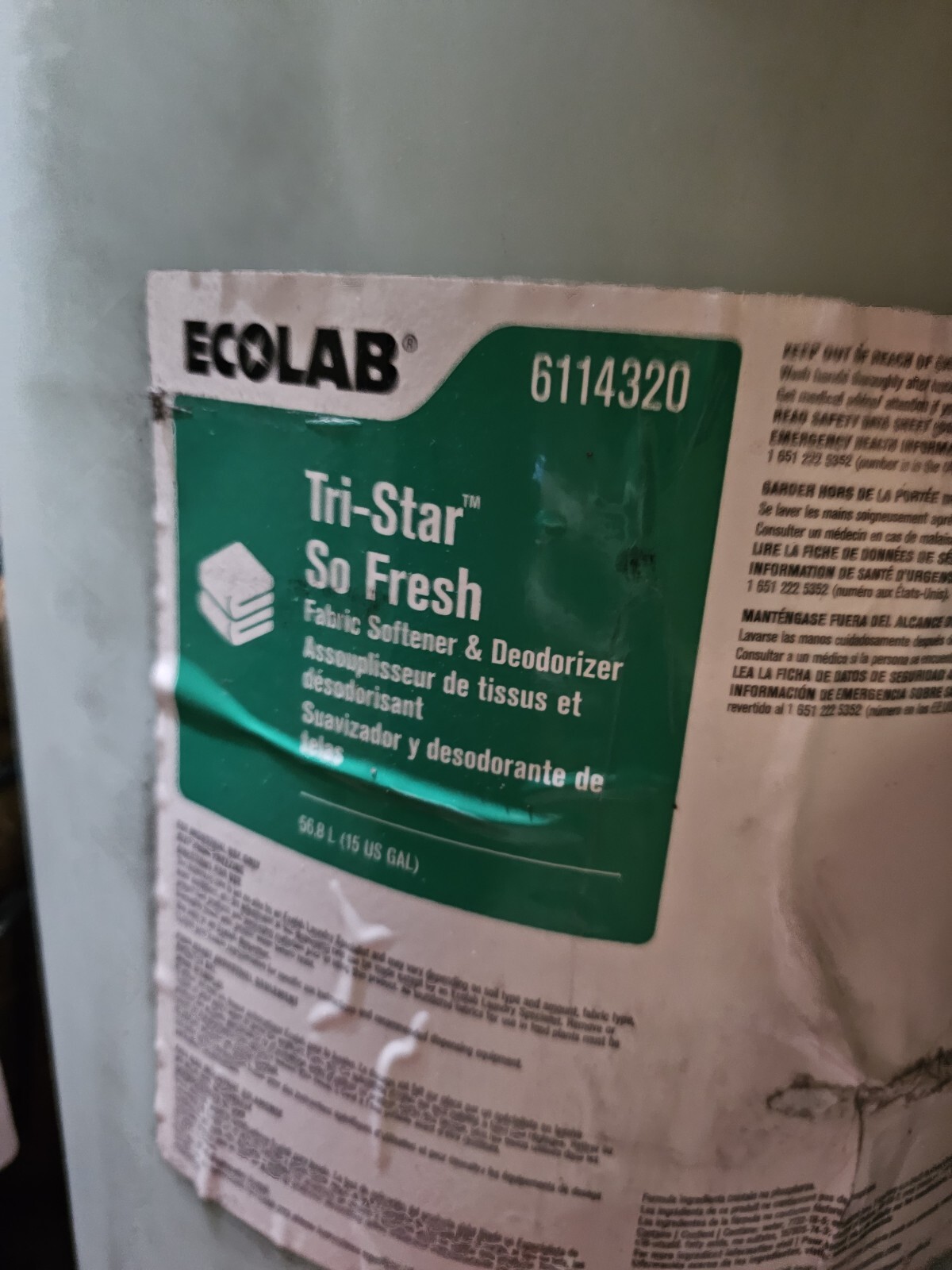 Ecolab 15 Gallon Tri-Star So Fresh Fabric Softener LOCAL PICKUP*** Hotels Motel