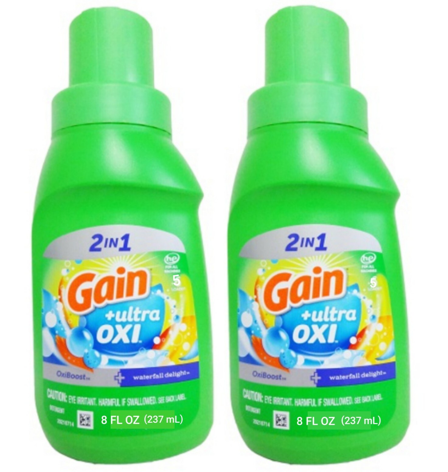 🆕️ GAIN (2-PACK) 8 Oz Bottles 2-IN-1 ●WATERFALL DELIGHT● +OxiBoost Detergent🫧.