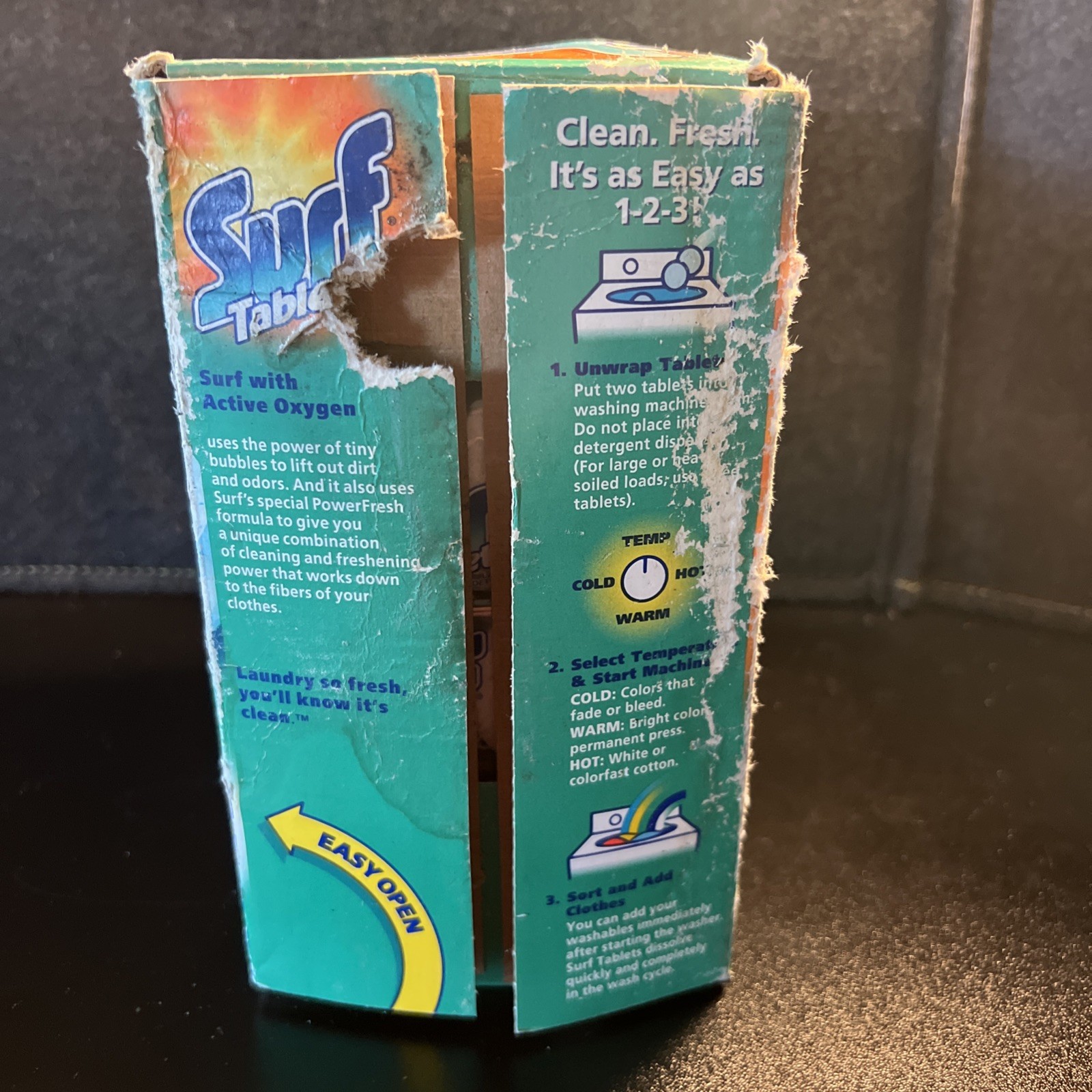 SURF Tablets Original Power Fresh Laundry Detergent Box Prop Soap VTG 2001 Y2K