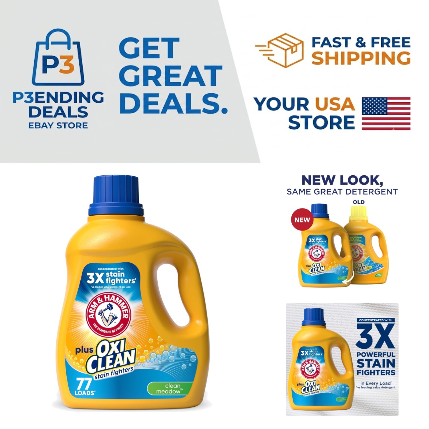 Powerful OxiClean Liquid Laundry Detergent – 100.5 fl oz, 77 Loads of Freshness
