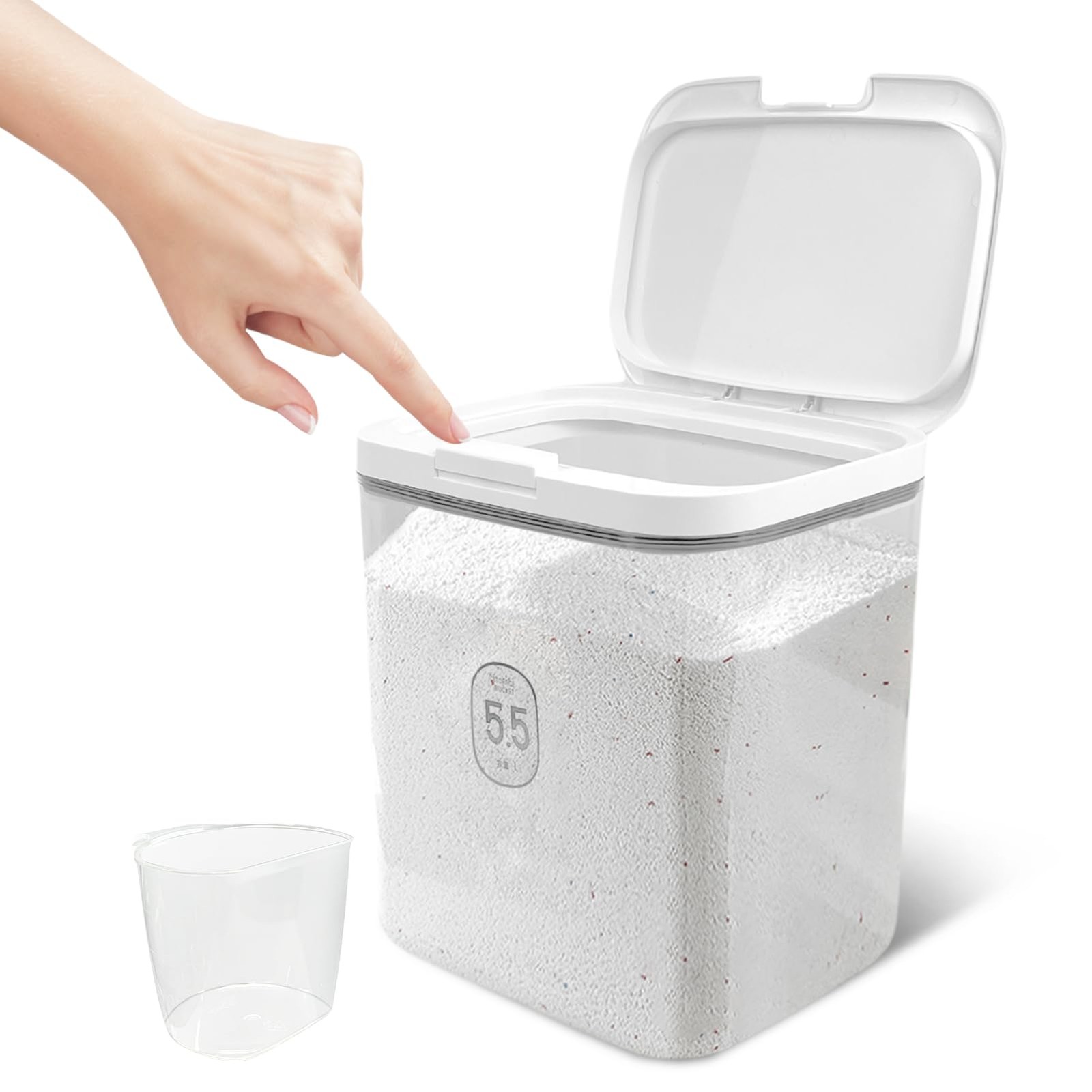 1 Pack 5.5L Laundry Detergent Dispenser One Press Lid Powder Container