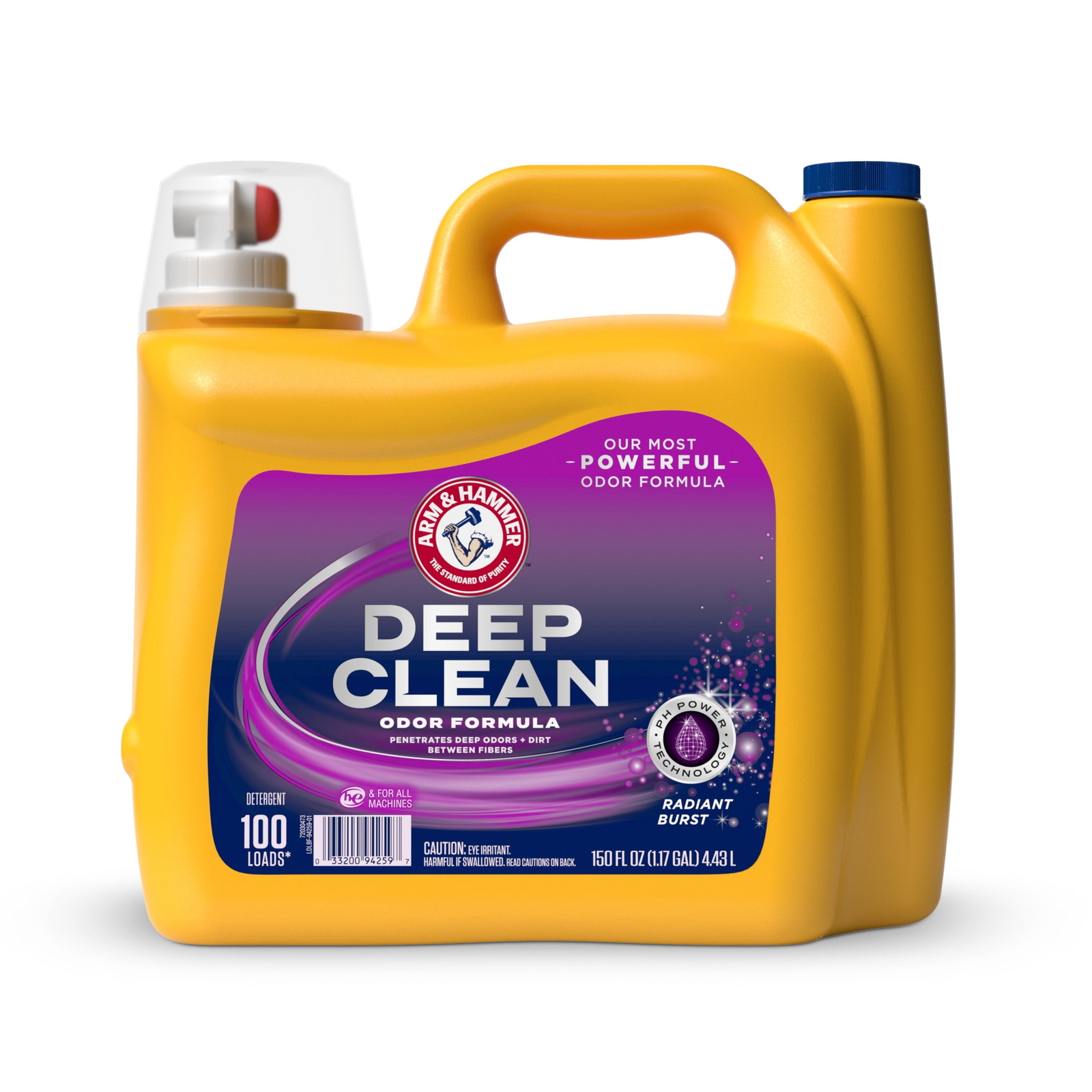 Deep Clean Odor Formula Detergent, Radiant Burst Scent, 150 Fl Oz, 100 Loads