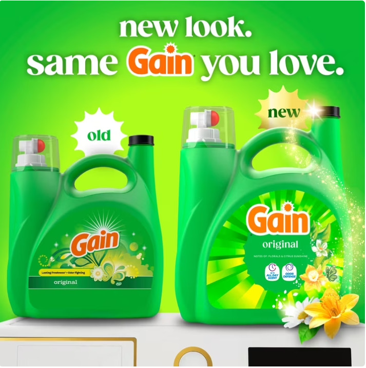 3 Pack Gain Laundry Detergent Liquid, w Odor Defense,Original Scent,132 fl oz Pk