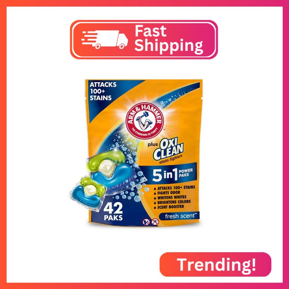 Arm & Hammer Plus OxiClean 5-in-1 Laundry Detergent Power Paks, 42 Count (Packag