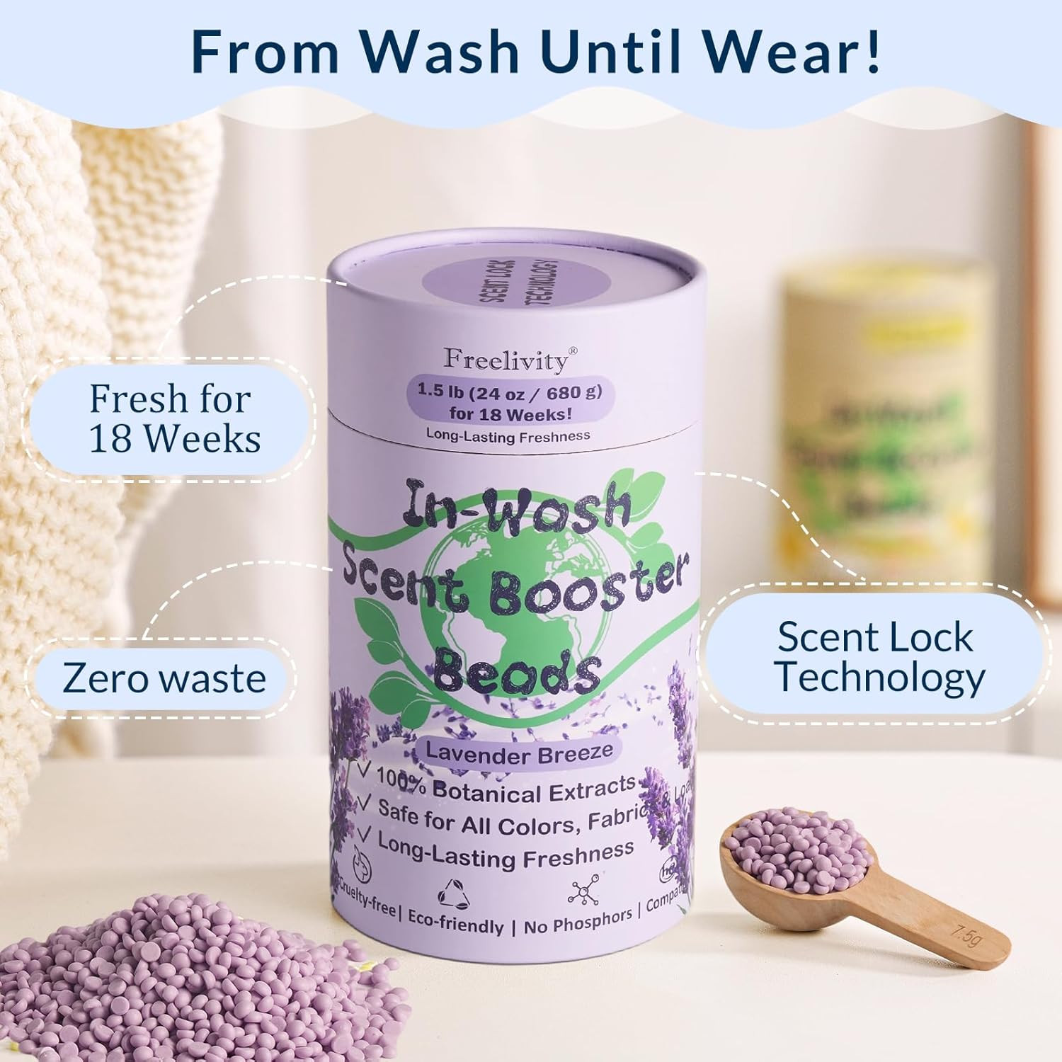 In‑Wash Scent Booster Beads – Lavender Breeze Scent, Laundry Beads Fabric Soften