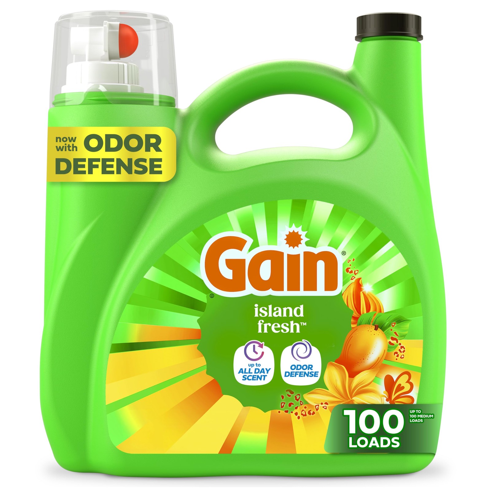 Gain Liquid Laundry Detergent, Island Fresh Scent, 154 fl oz, 107 Loads, HE Safe